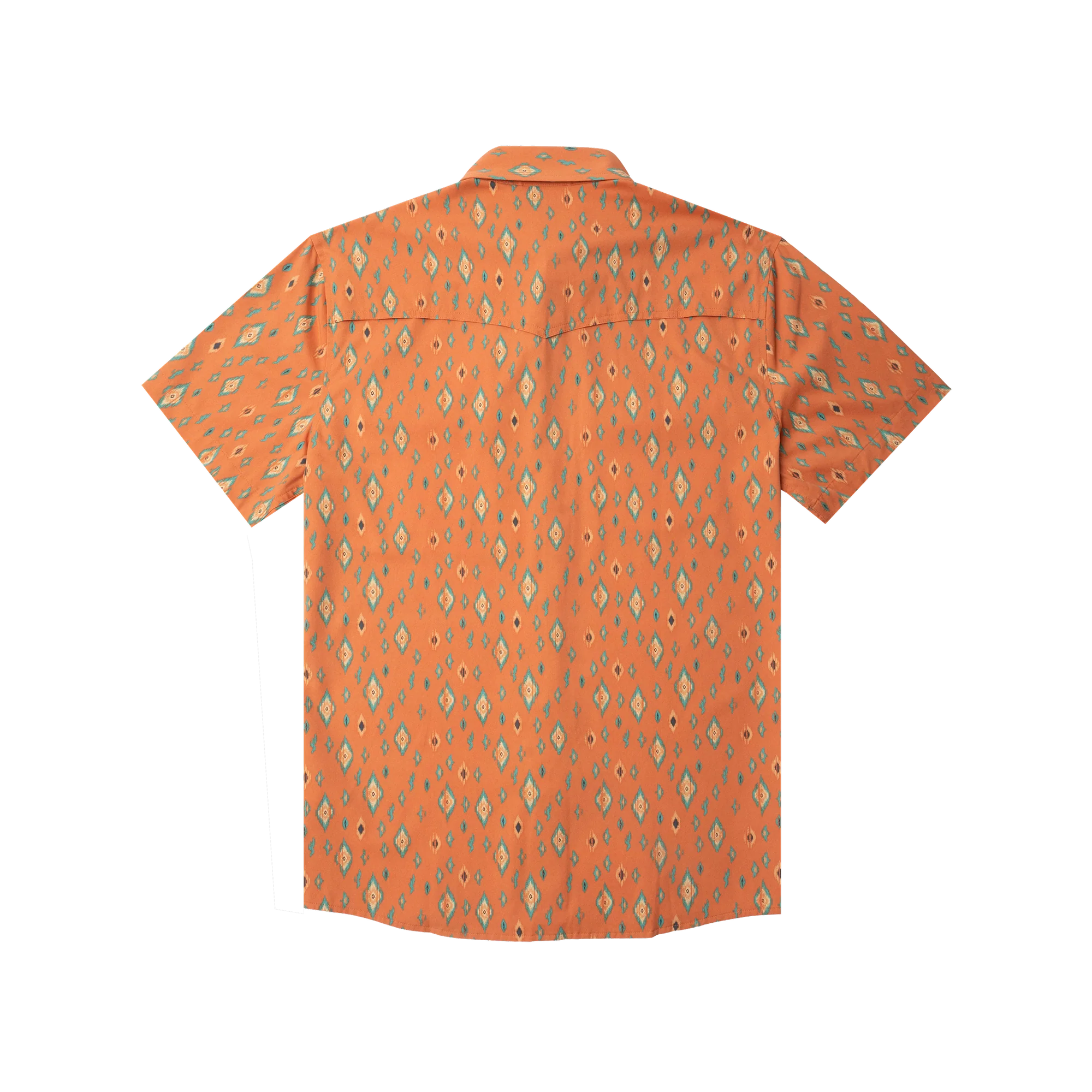Men's Poncho "The Bisbee" Orange Retro Diamond Print Snap Shirt