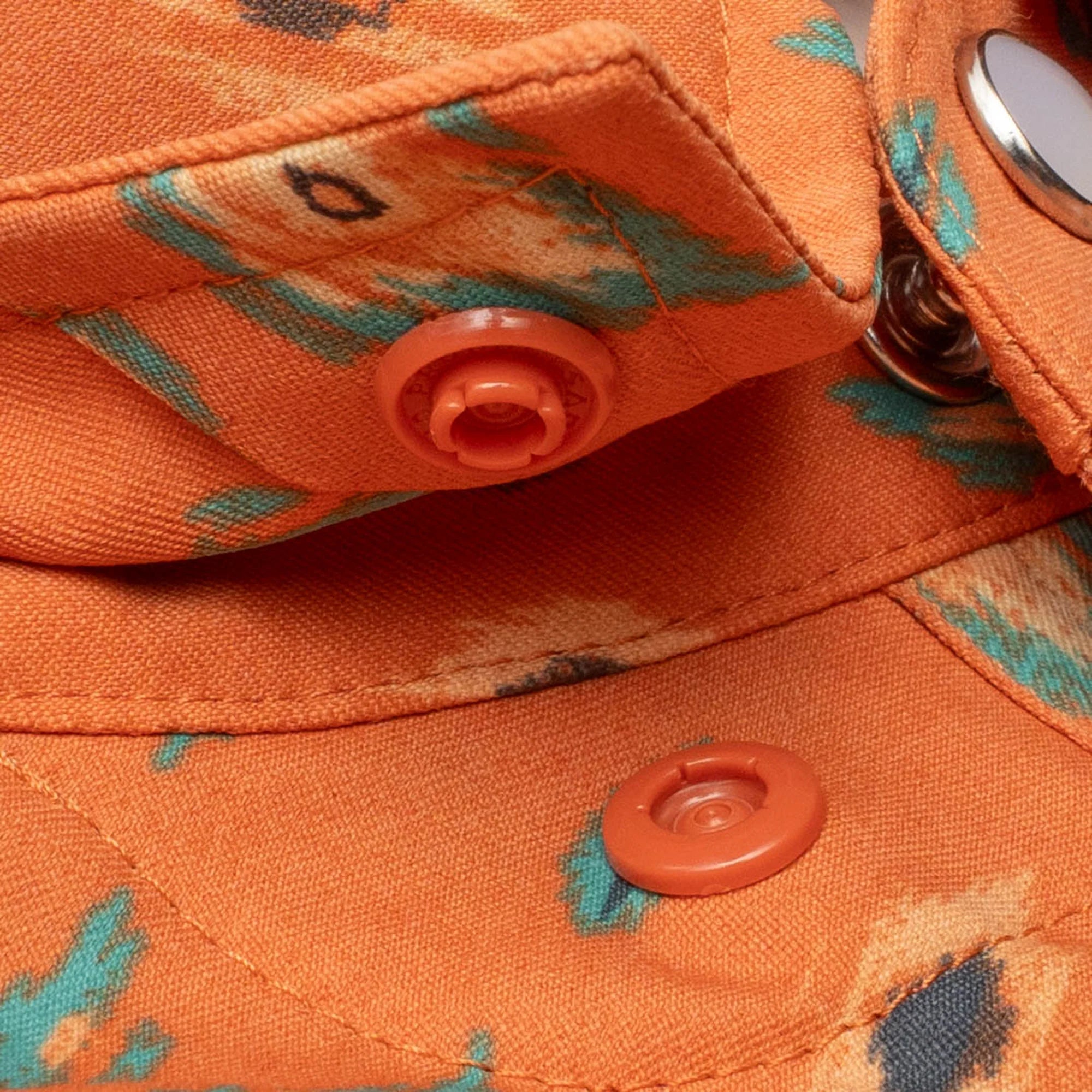 Men's Poncho "The Bisbee" Orange Retro Diamond Print Snap Shirt