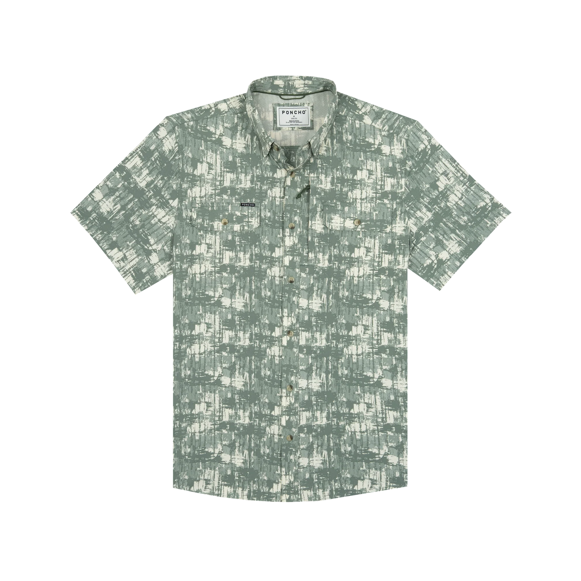 Men's Poncho Short Sleeve "The Chicken On A Hook" Button Up Shirt