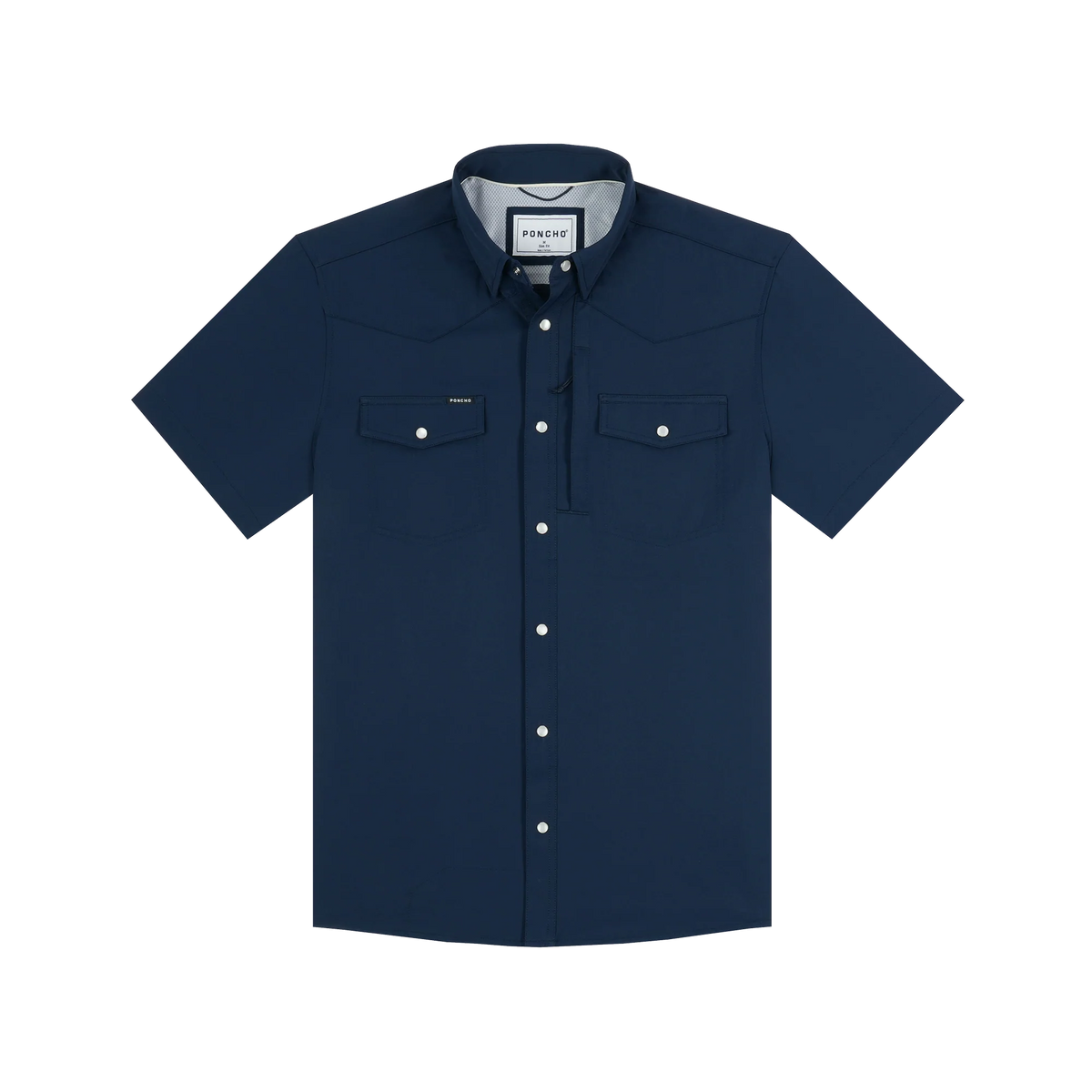 Poncho Men's Navy The Del Mar Short Sleeve Snap Shirt
