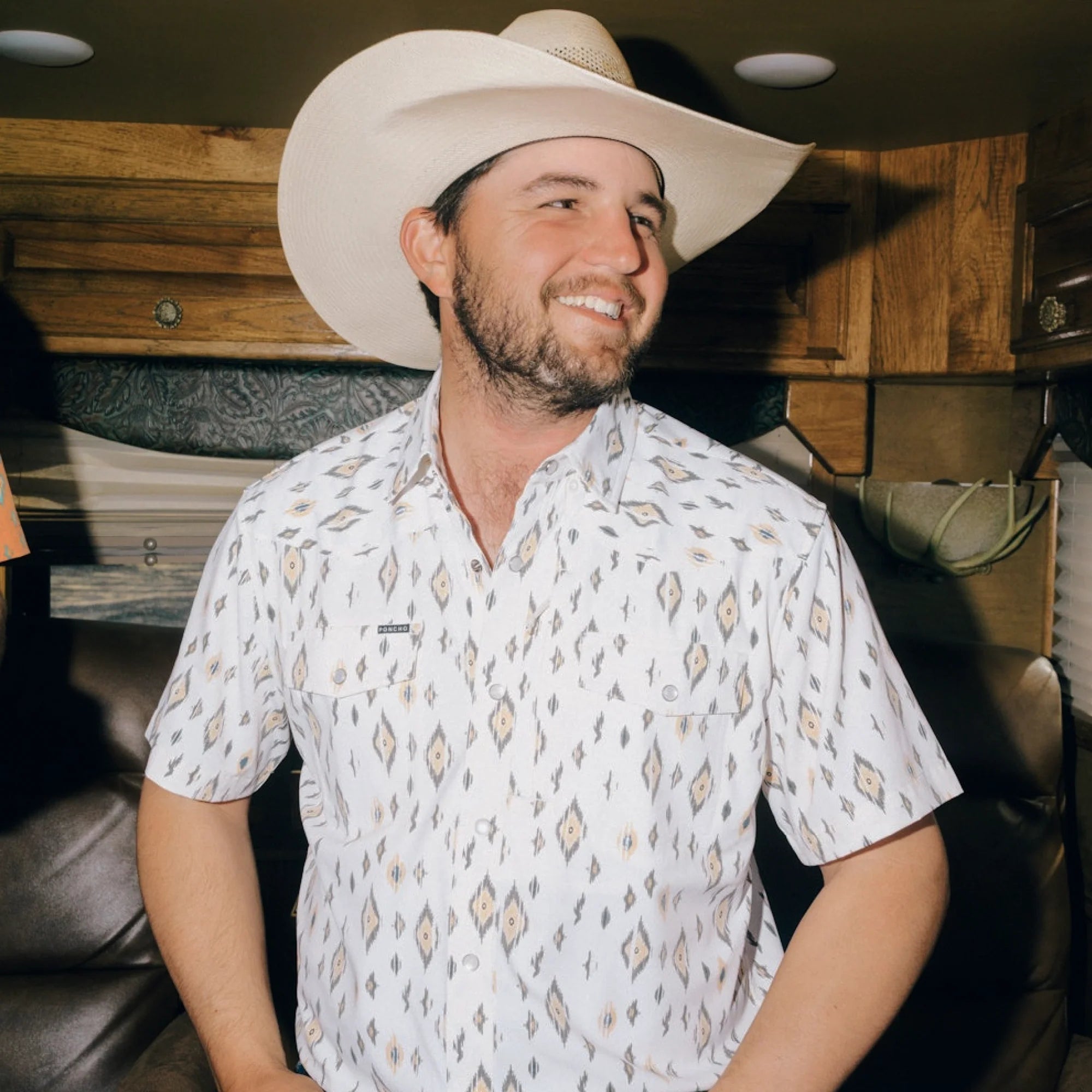 Men's Poncho "The Diamond Back" Short Sleeve Button Up