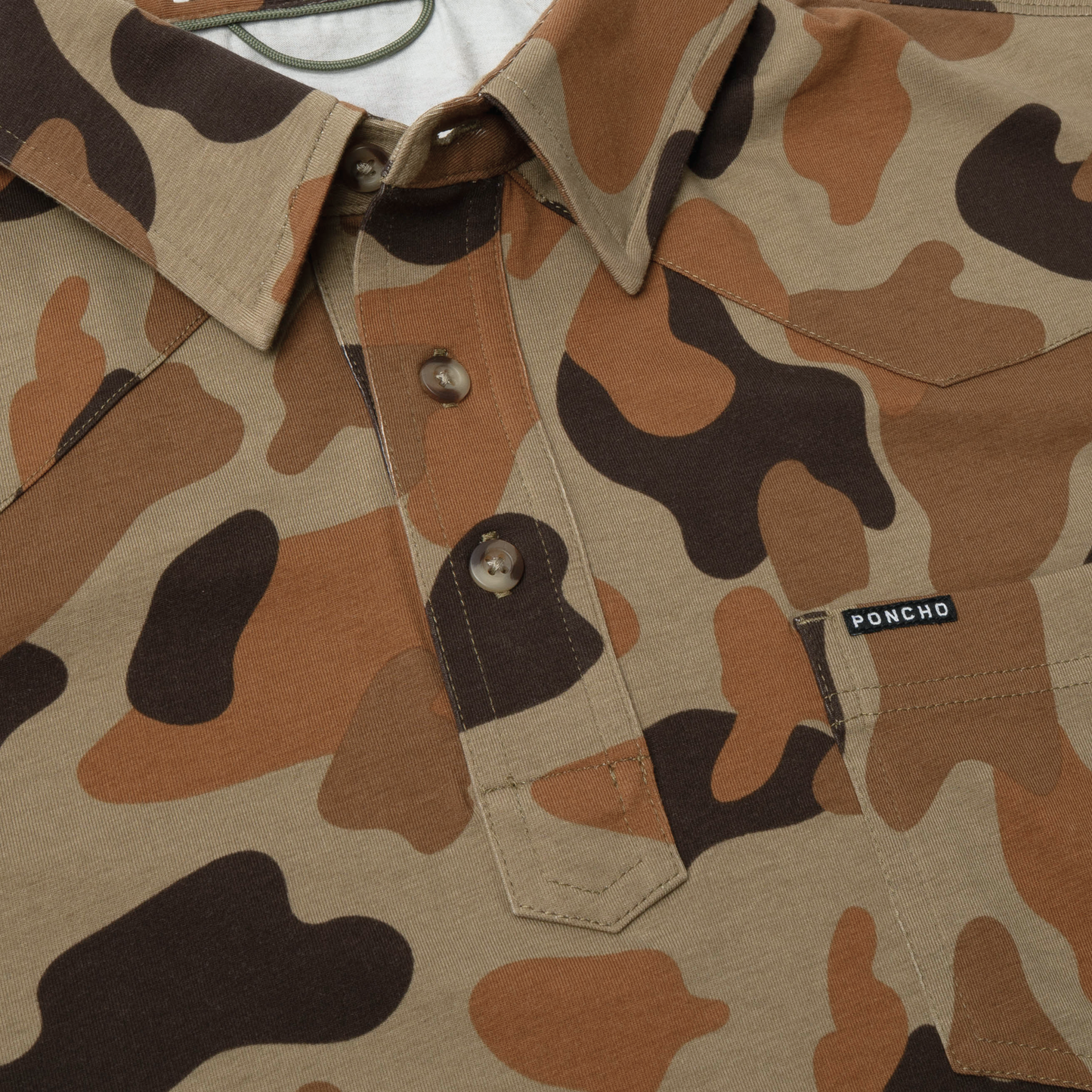 Men's Poncho "The Dove Stool" Camo Short Sleeve Polo