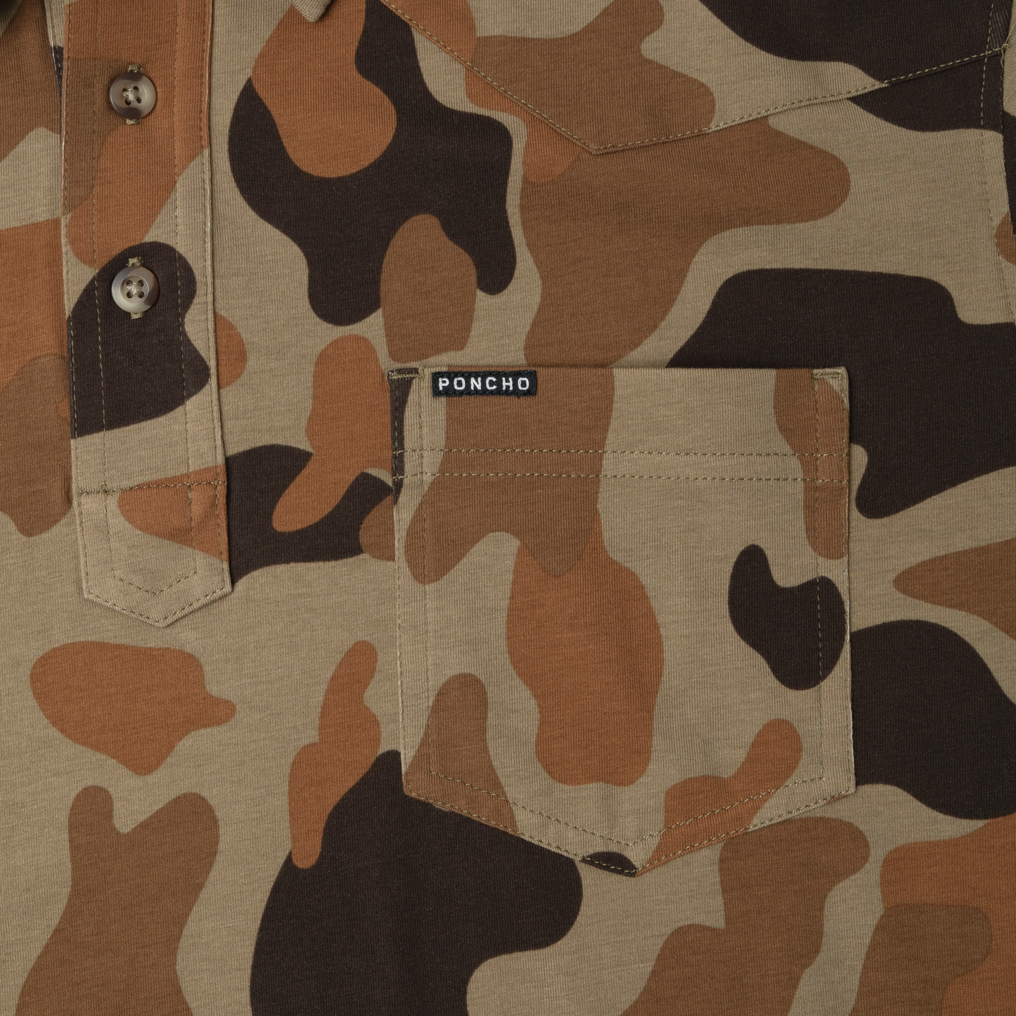 Men's Poncho "The Dove Stool" Camo Short Sleeve Polo