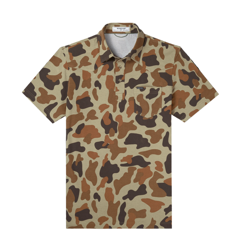 Men's Poncho "The Dove Stool" Camo Short Sleeve Polo