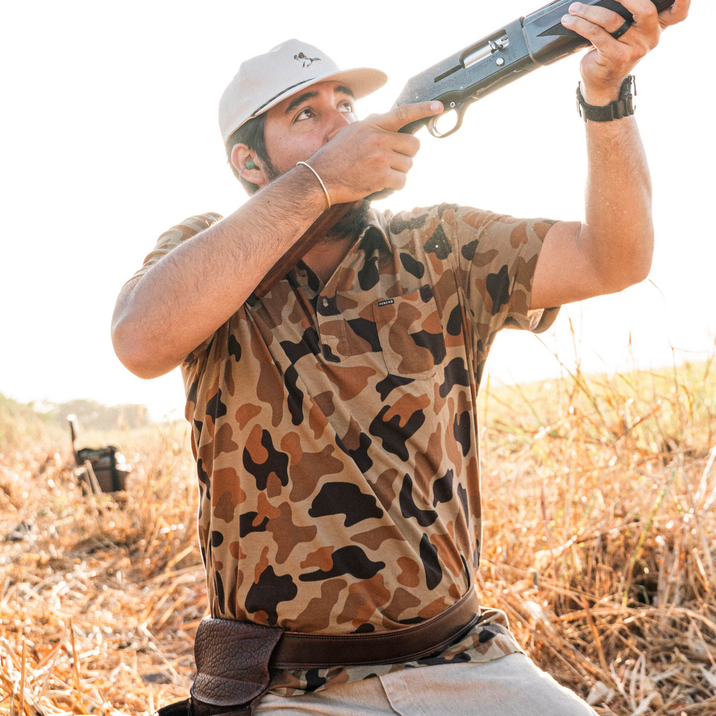 Men's Poncho "The Dove Stool" Camo Short Sleeve Polo