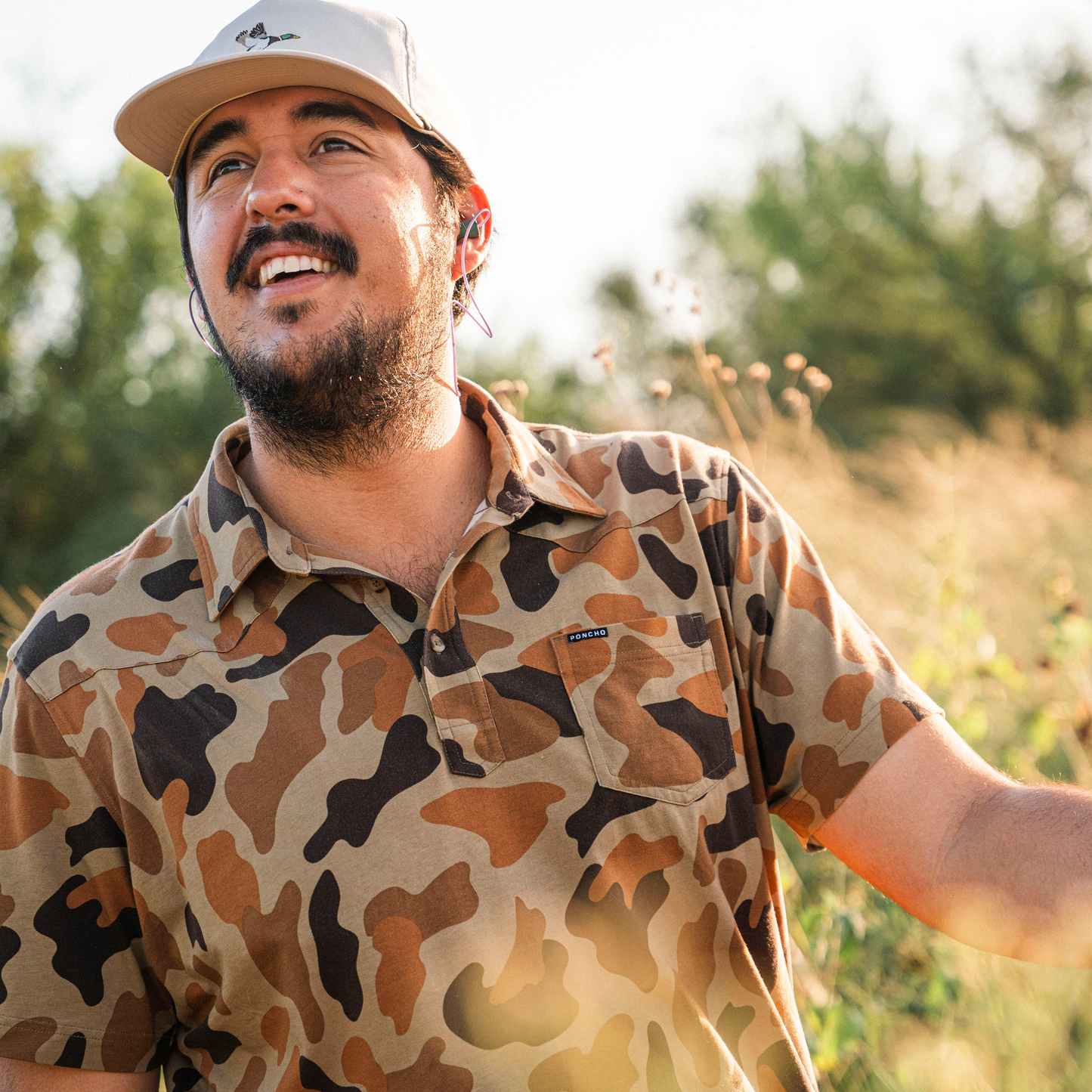 Men's Poncho "The Dove Stool" Camo Short Sleeve Polo