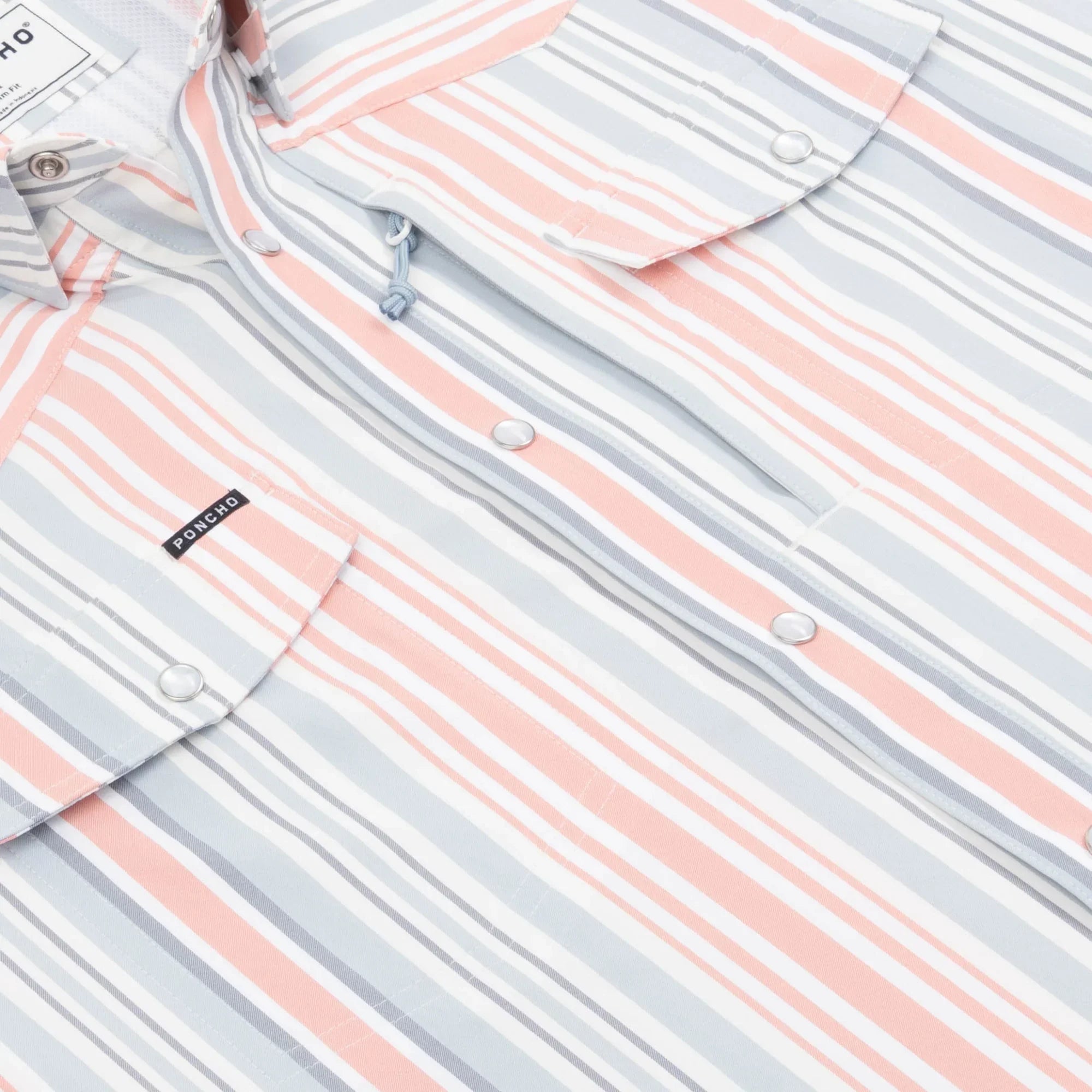 Men's Poncho "The Home Sweet Home" Striped Pearl Snap Shirt