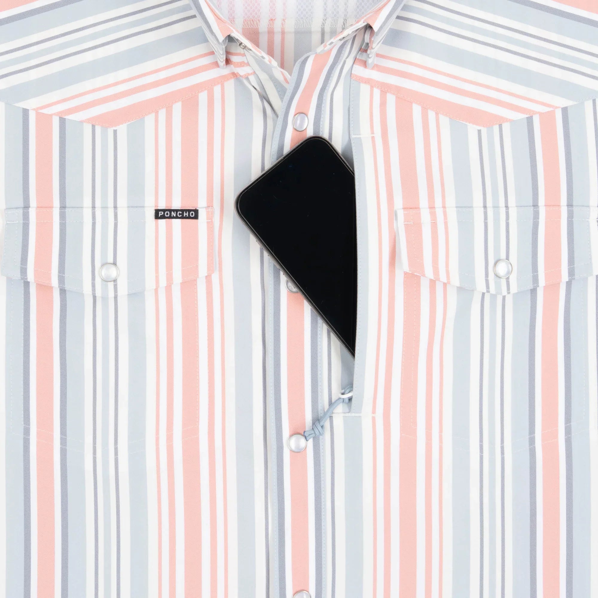 Men's Poncho "The Home Sweet Home" Striped Pearl Snap Shirt