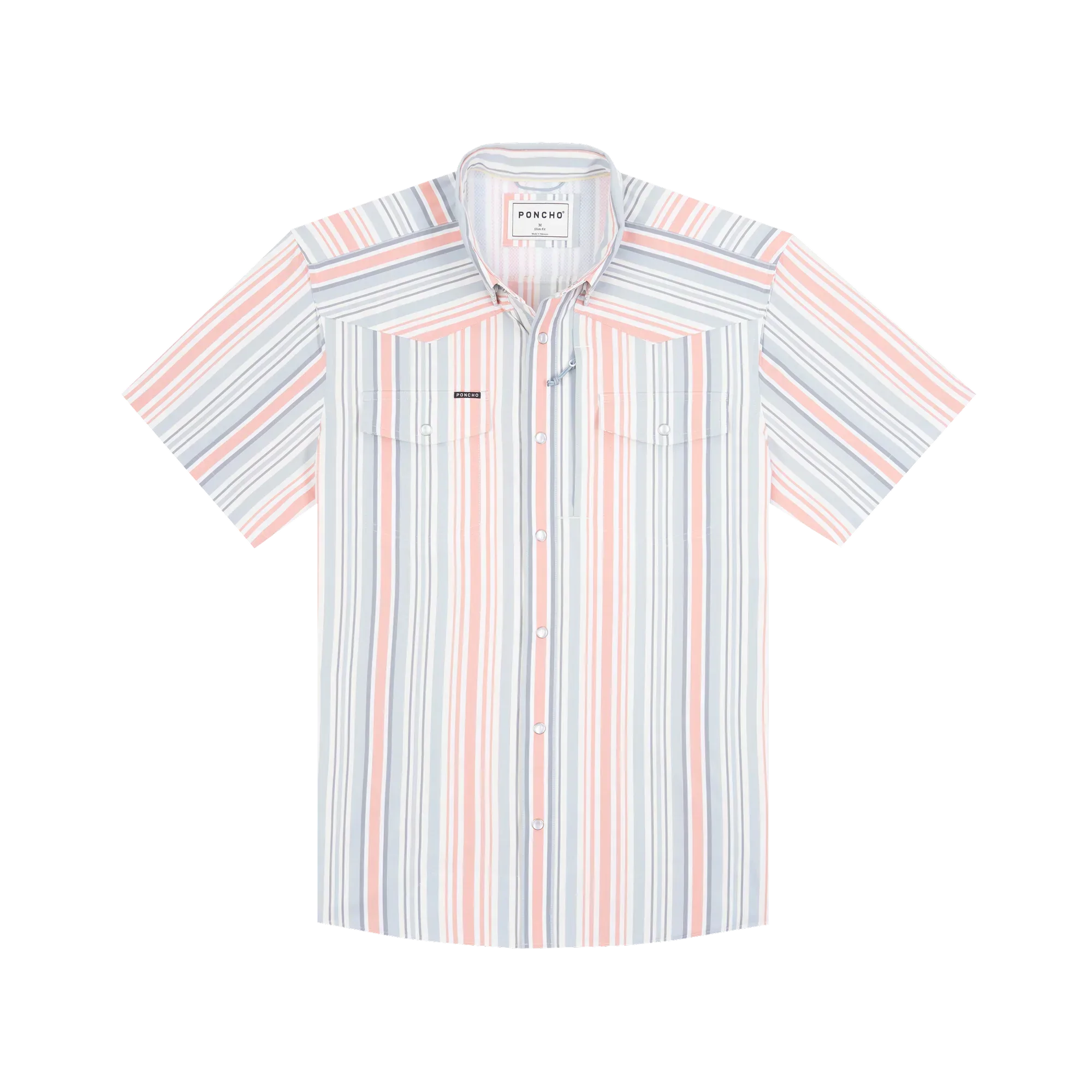 Men's Poncho "The Home Sweet Home" Striped Pearl Snap Shirt