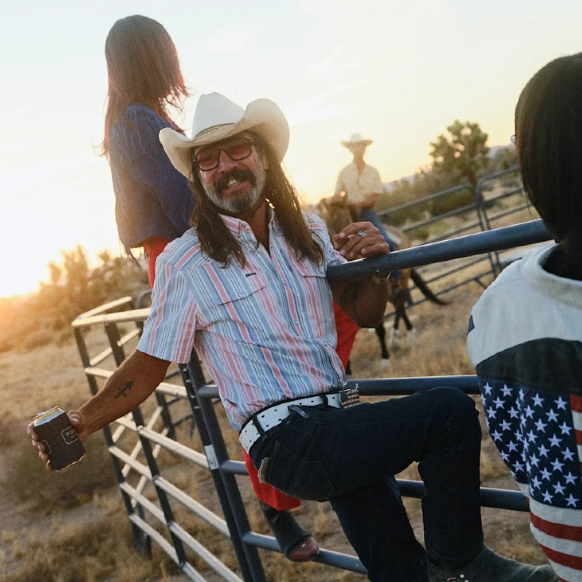 Men's Poncho "The Home Sweet Home" Striped Pearl Snap Shirt