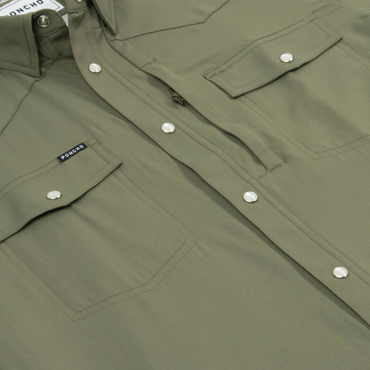 Poncho Men's Short Sleeve The Sabine Moss Green Snap Shirt