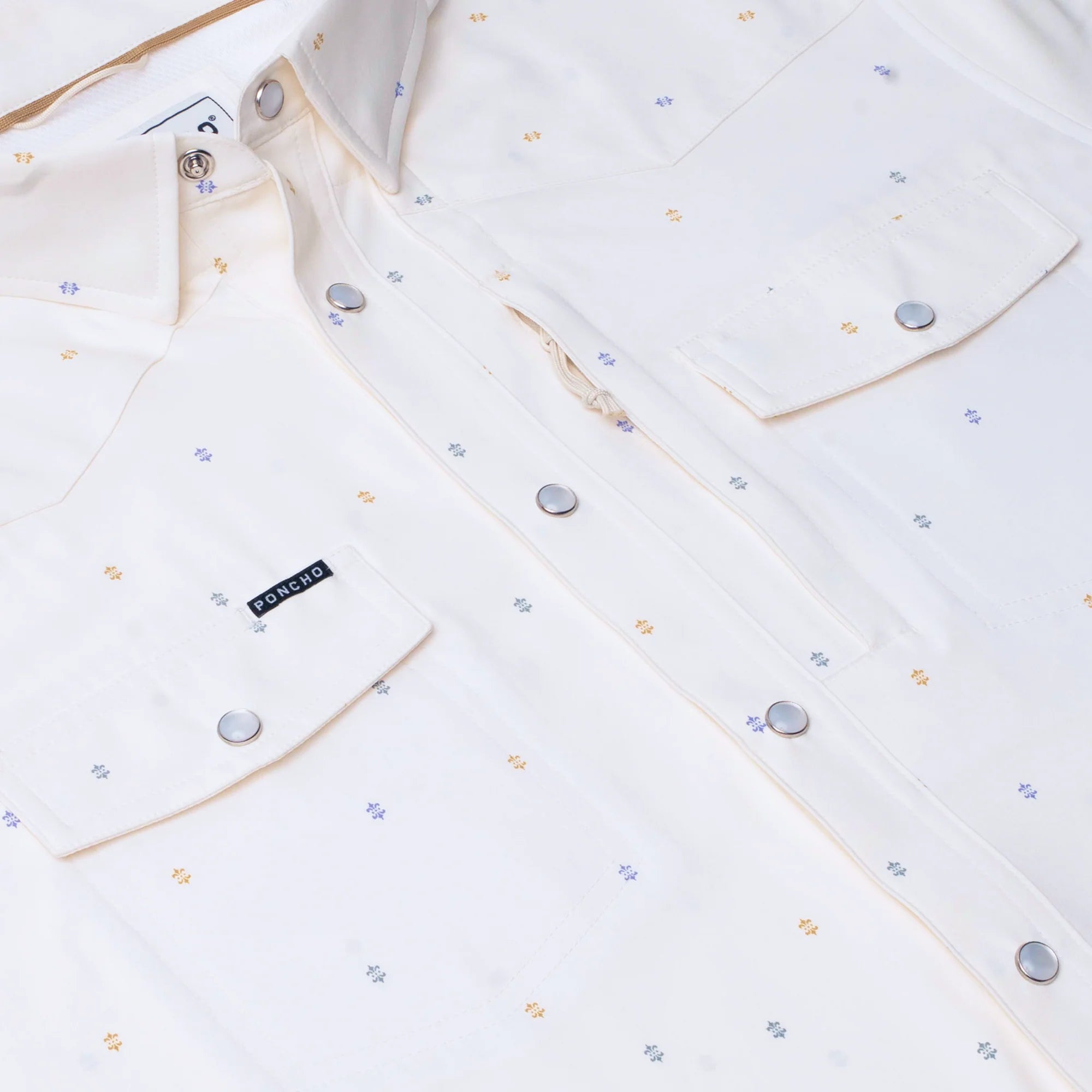 Men's Poncho The Tchoupitoulas White Short Sleeve Snap Shirt