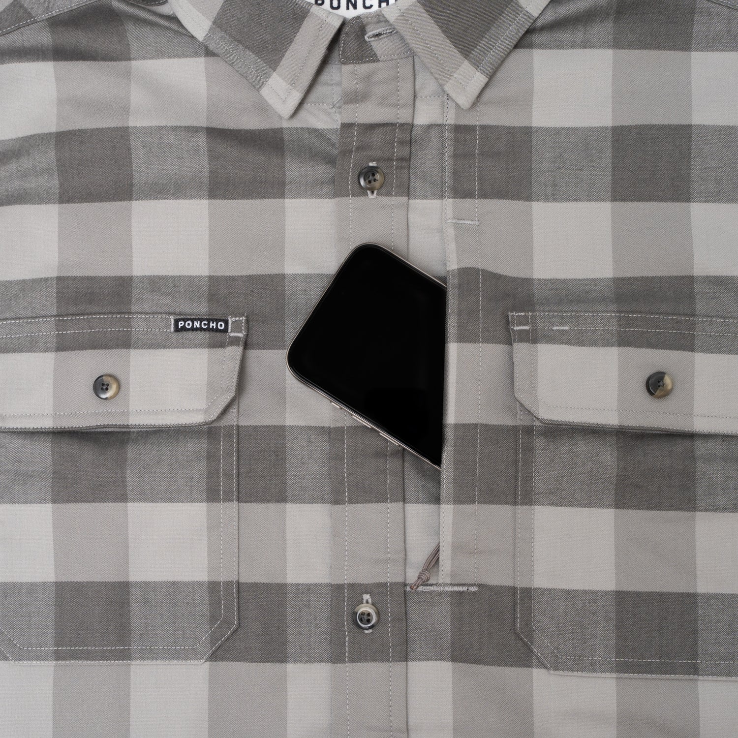 Men's Poncho The Cape Buffalo Plaid Long Sleeve Shirt