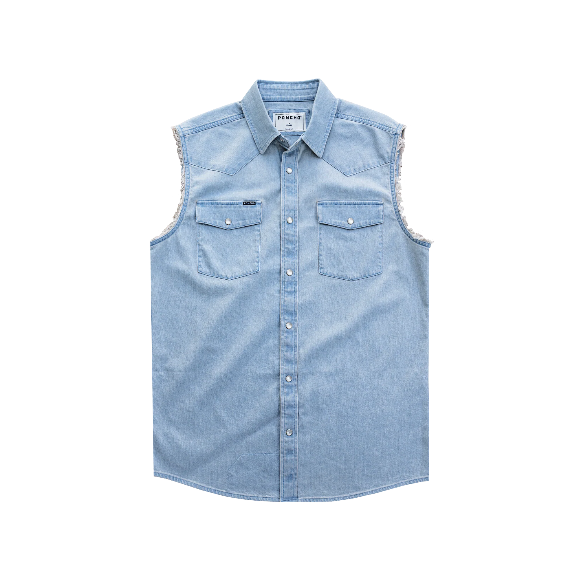 Men's Poncho "The Right To Bare Arms" Light Wash Sleeveless Snap shirt
