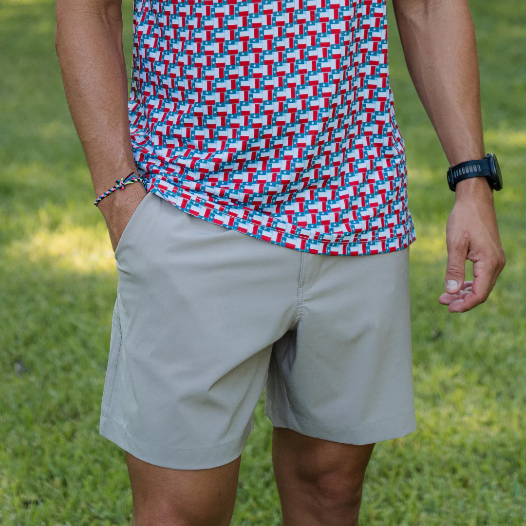 Men's Burlebo Old Glory Pocket Light Khaki Everyday Shorts ES-LK-OLDG