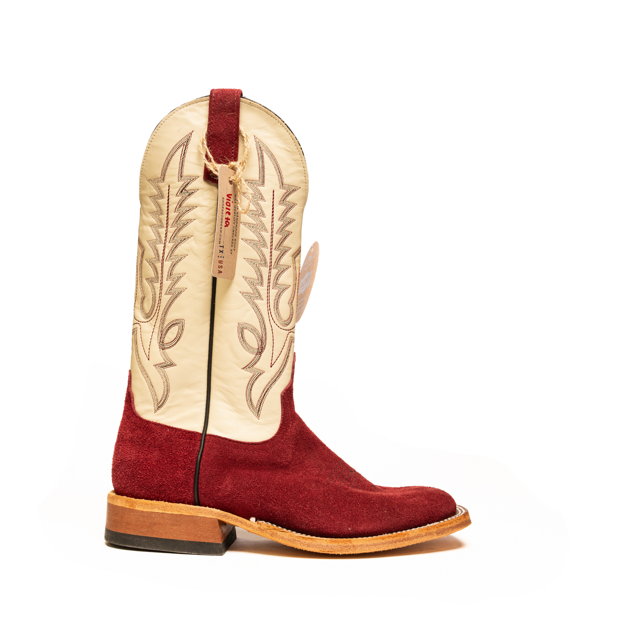 Anderson Bean Wine Wyoming Roughout with 13" Bone Top - Crazy House Western Wear