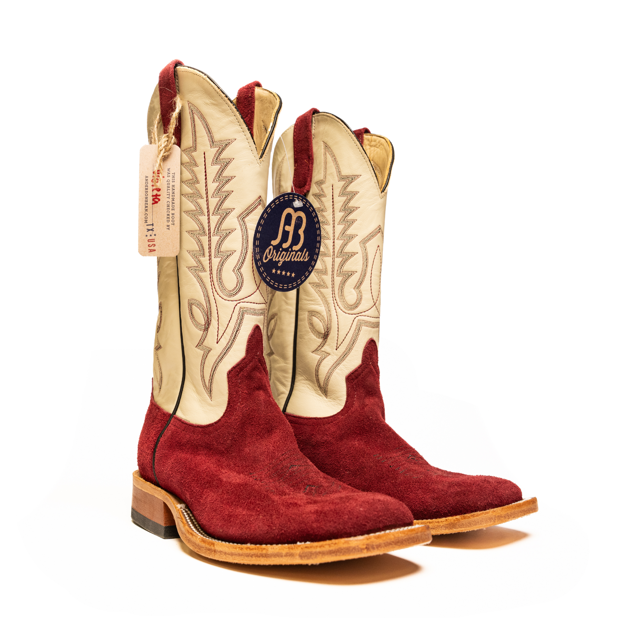 Anderson Bean Wine Wyoming Roughout with 13" Bone Top - Crazy House Western Wear