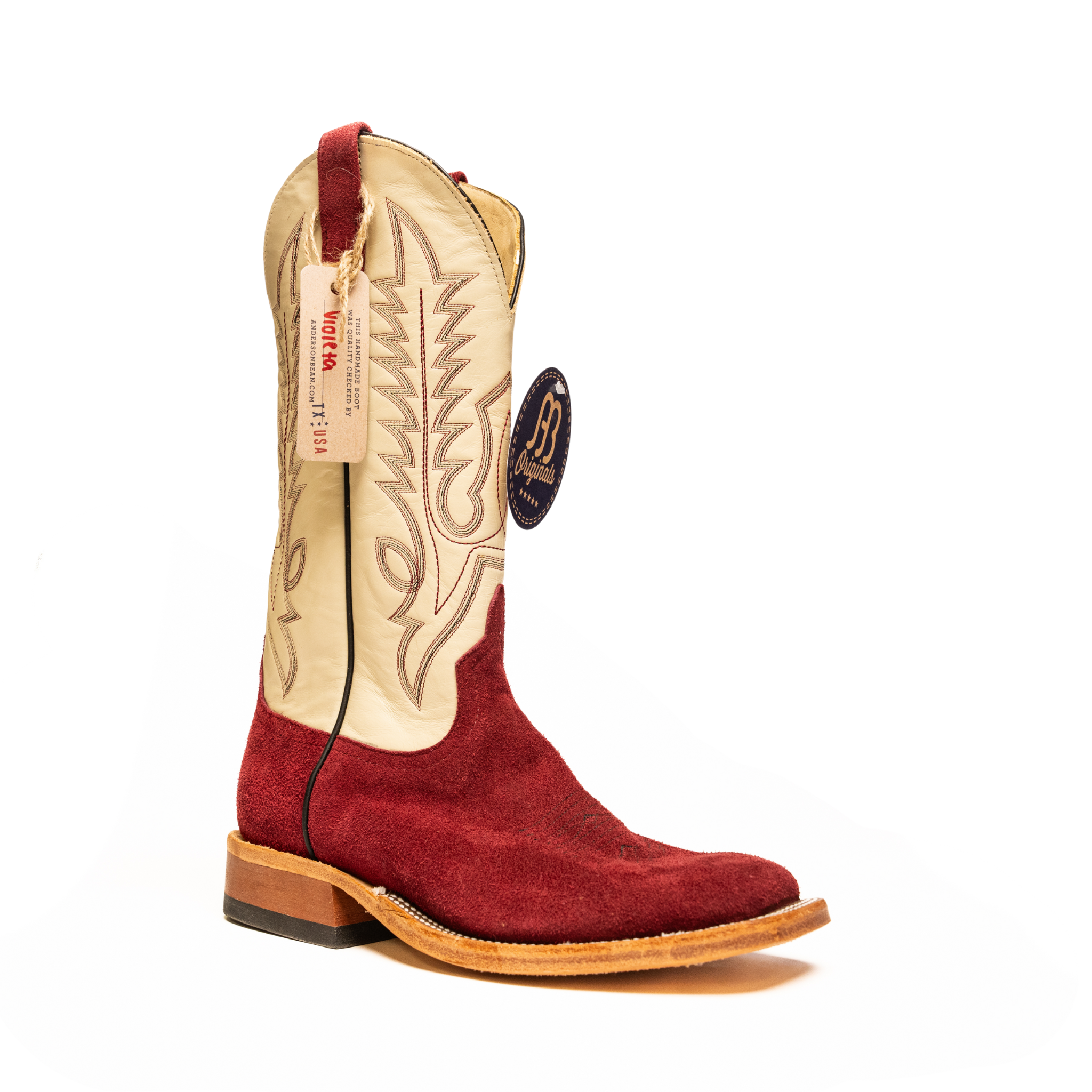 Anderson Bean Wine Wyoming Roughout with 13" Bone Top - Crazy House Western Wear