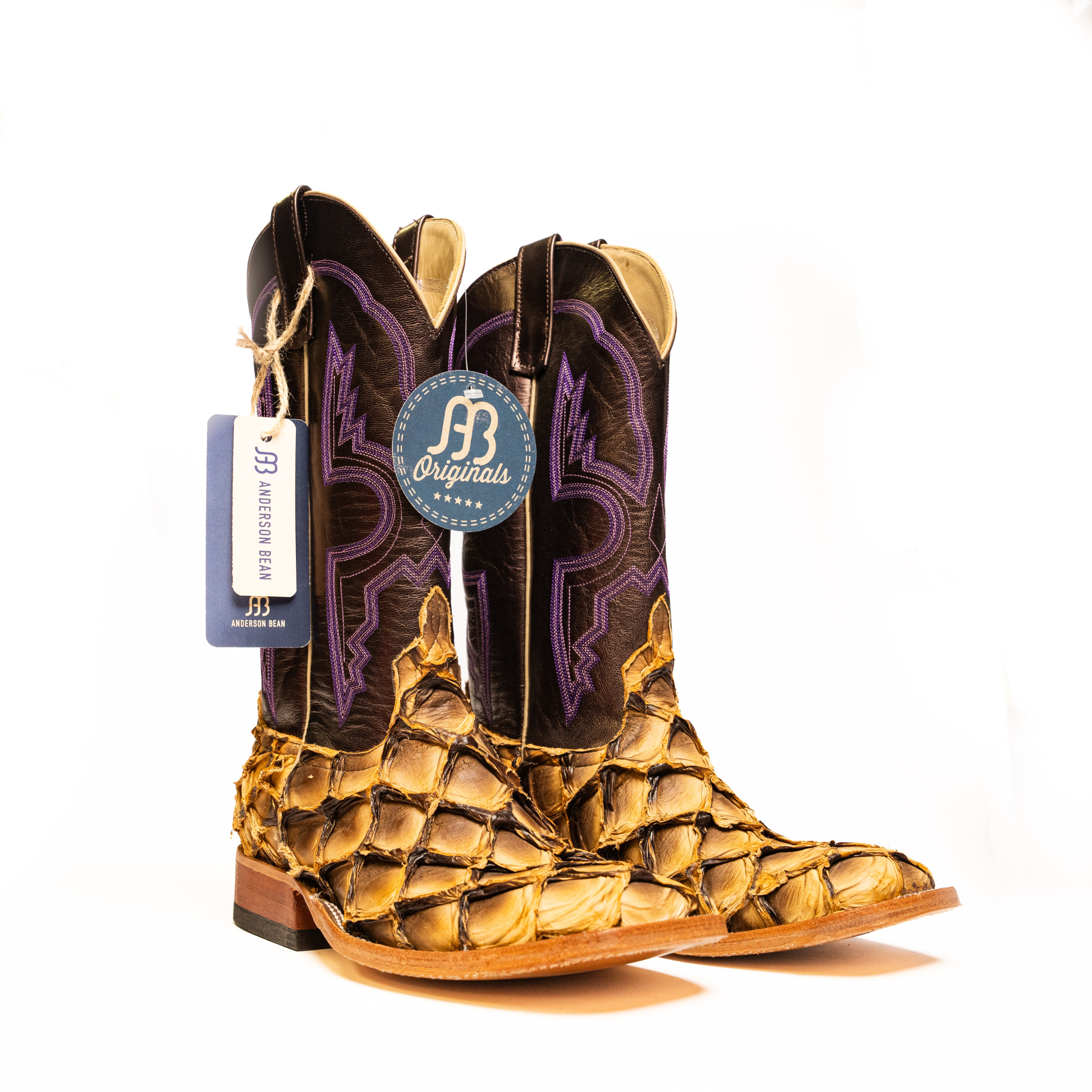 Anderson Bean Tan Lines Big Bass with 13" Puma Kidskin Top - Crazy House Western Wear