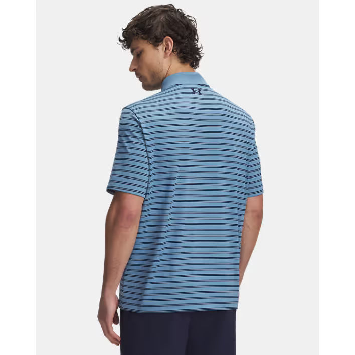 Men's Under Armour Blu Matchplay Stripe Polo 1377376-422 - Crazy House Western Wear