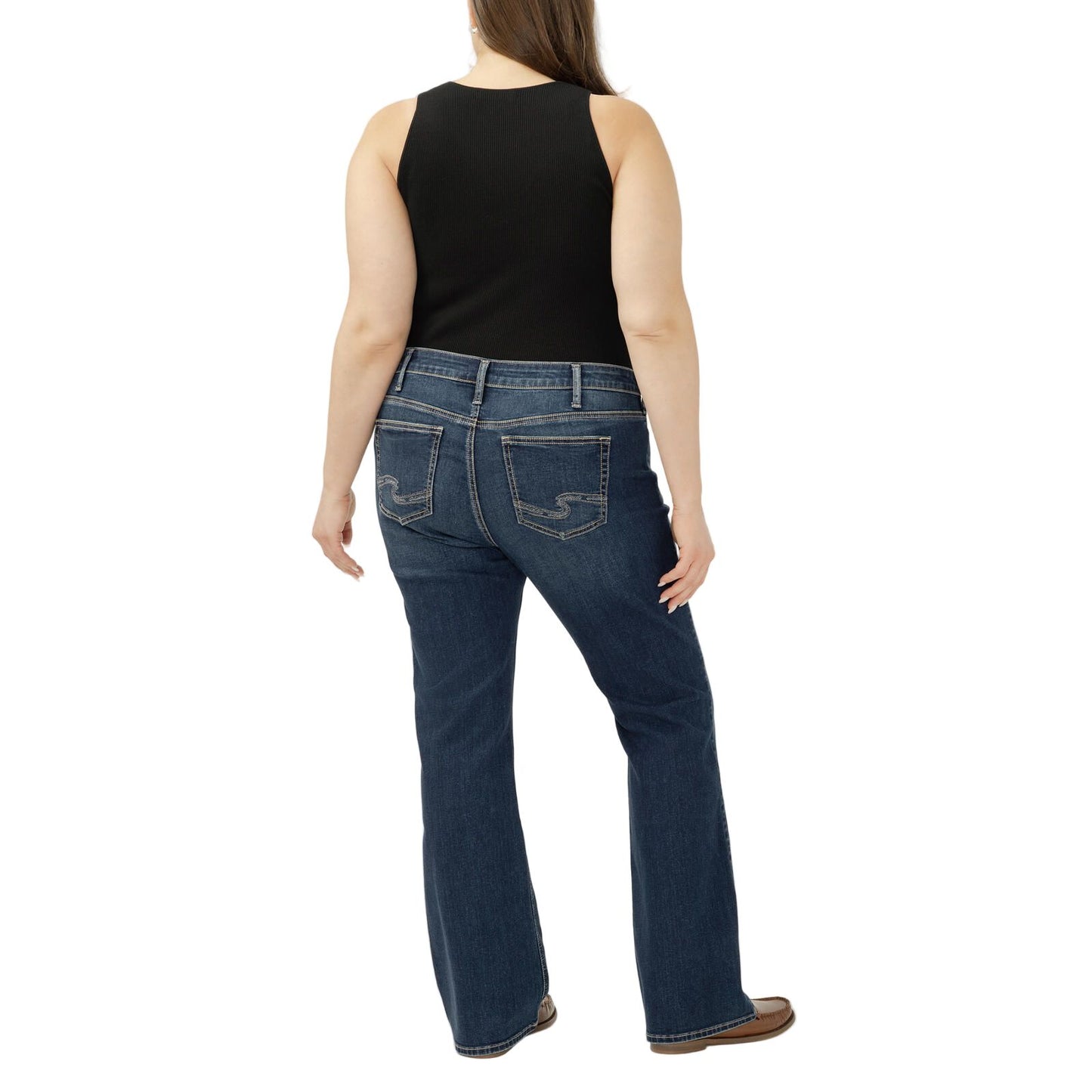 Women's Silver Elyse Mid Rise Slim Bootcut Luxe Stretch Jeans Plus Size W03719CVB462