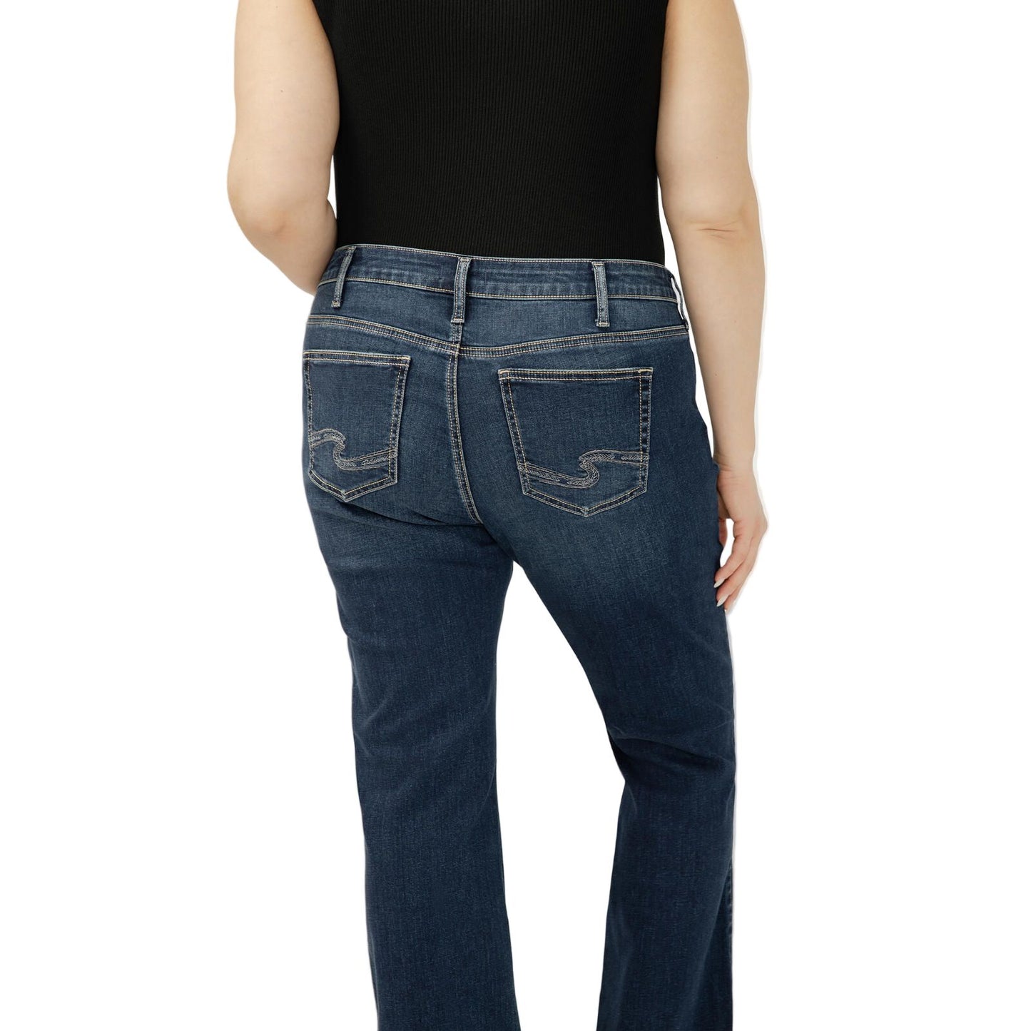 Women's Silver Elyse Mid Rise Slim Bootcut Luxe Stretch Jeans Plus Size W03719CVB462