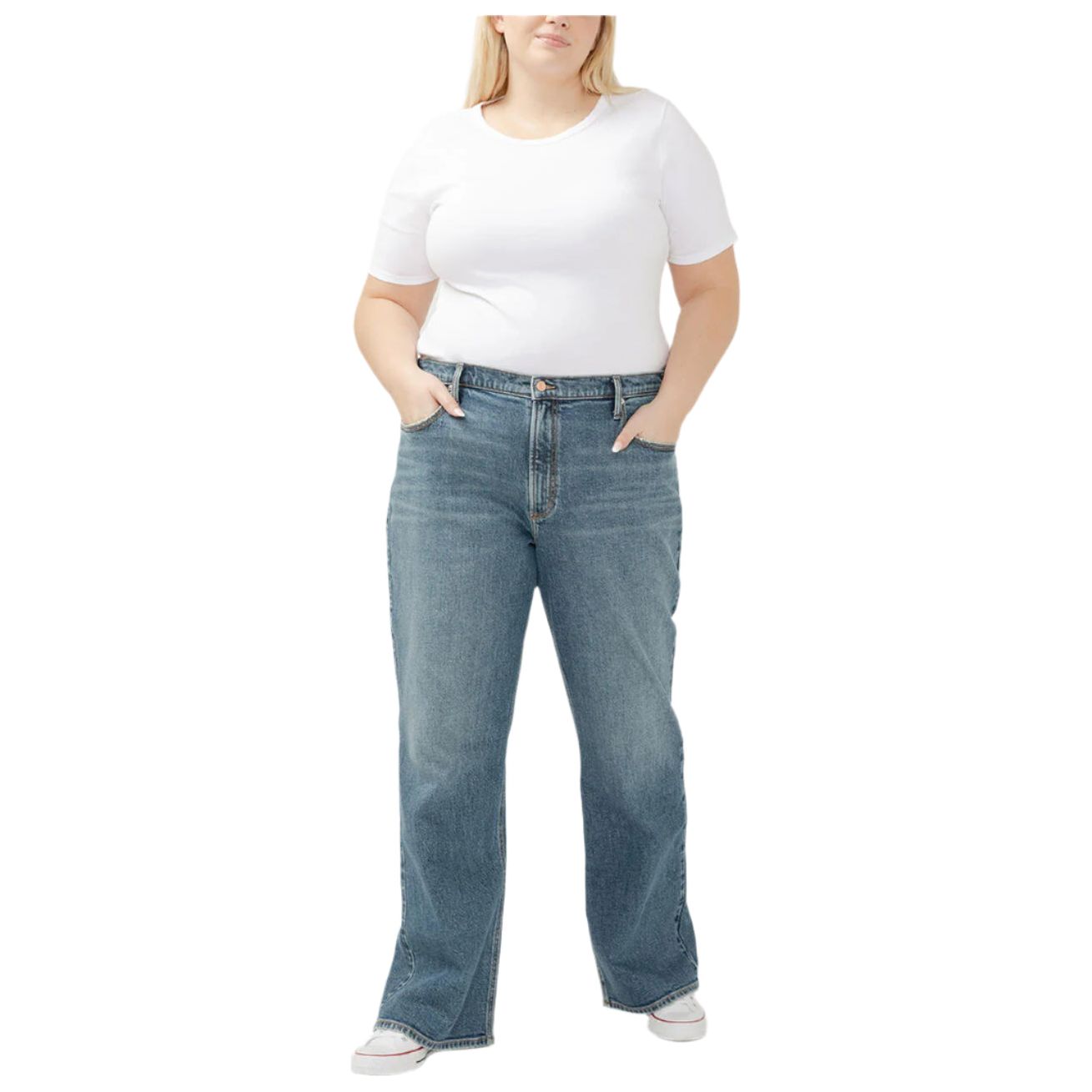 Women's Silver Mid Rise Baggy Bootcut Jeans WW27768AGR316 - Crazy House Western Wear