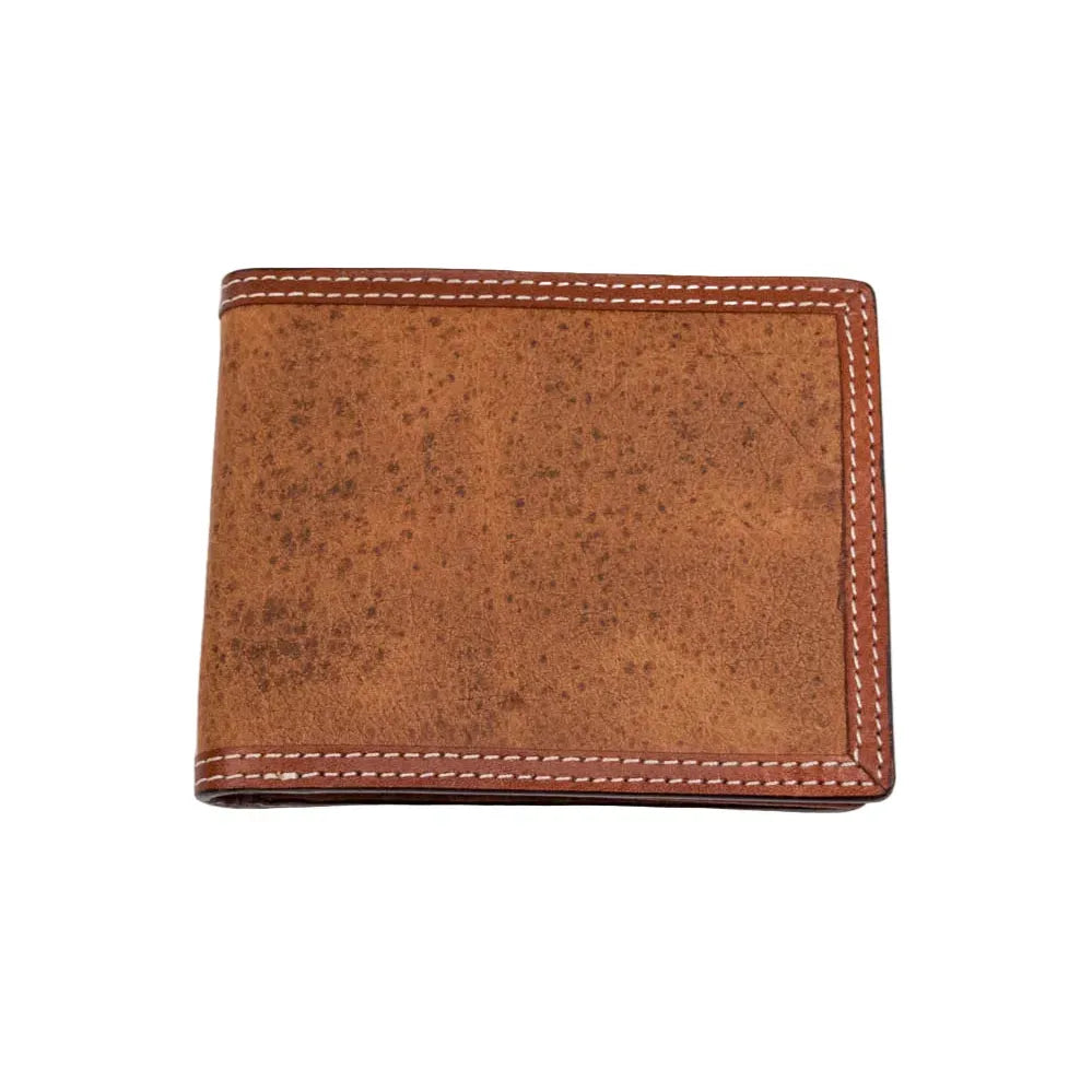 Men's Cowboy Chrome Tan Tumbled Grain with Frame Detail Bifold Wallet W328