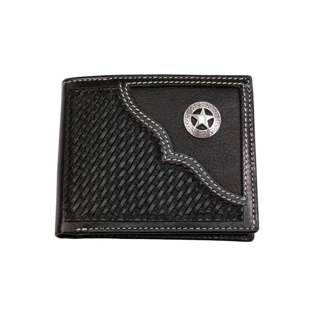 Men's Cowboy Chrome Western Star Concho Accent Bifold Wallet W361
