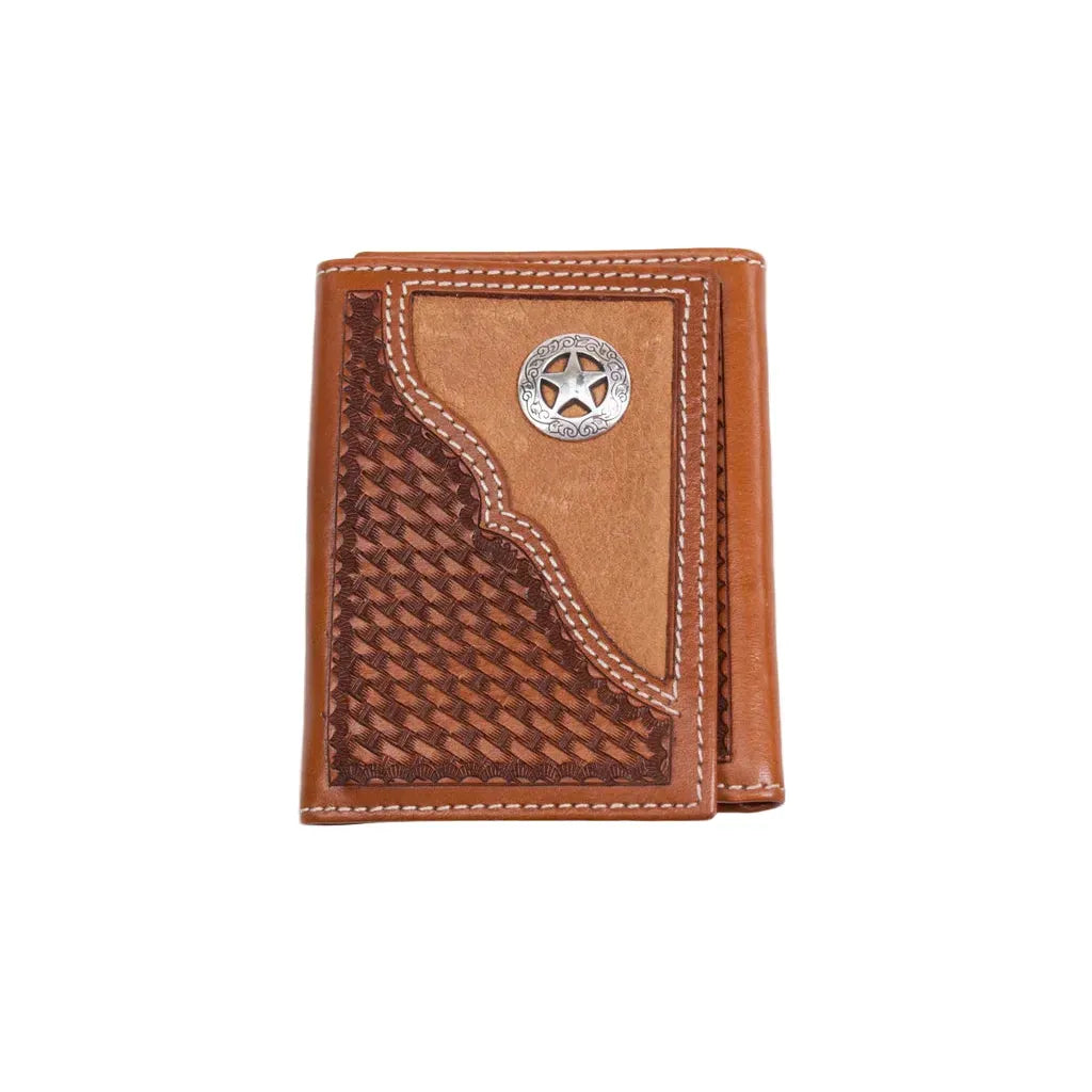 Men's Cowboy Chrome Western Star Concho Accent Trifold W378