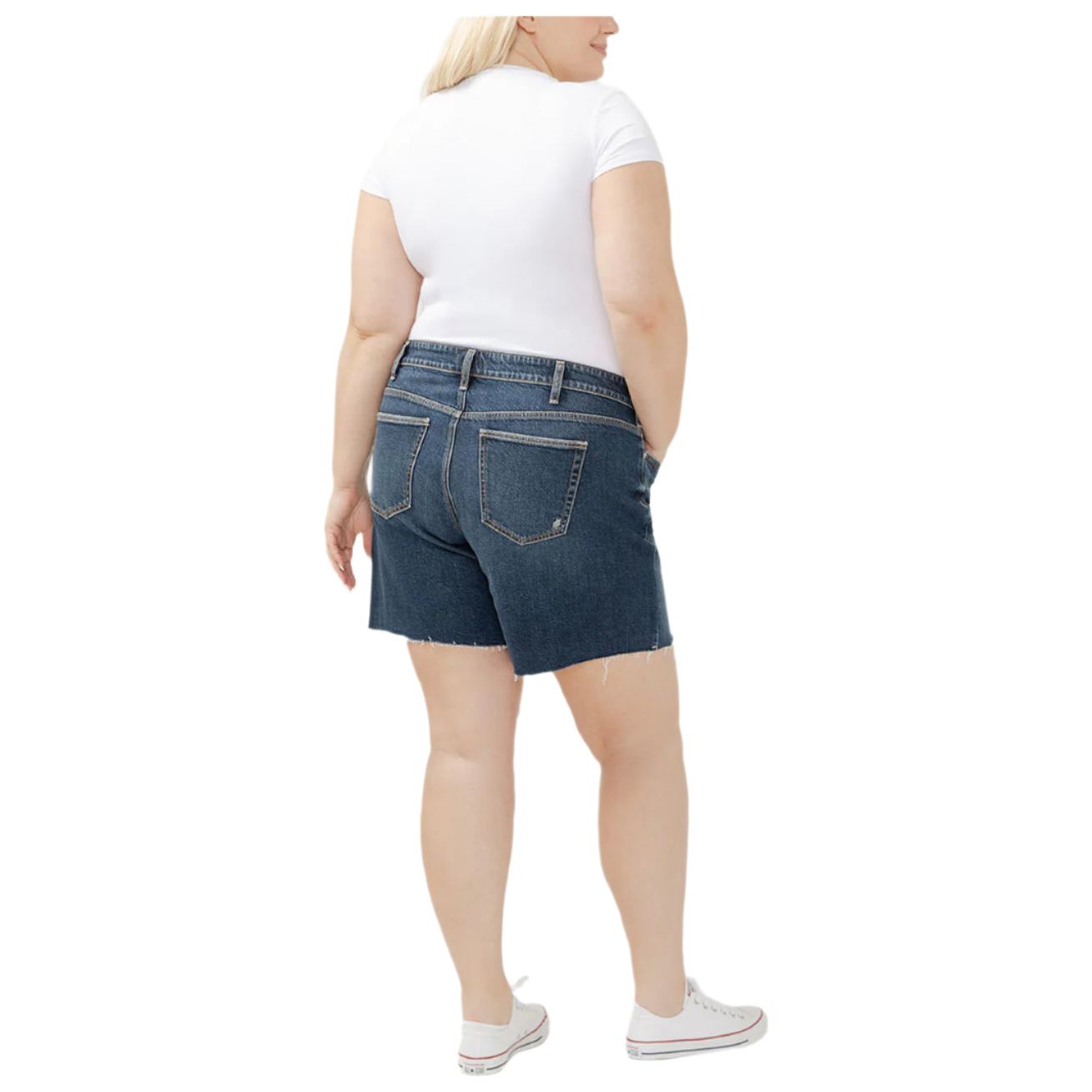 Women's Silver Suki Mid Rise Long Shorts Plus Size W53971ADM362 - Crazy House Western Wear