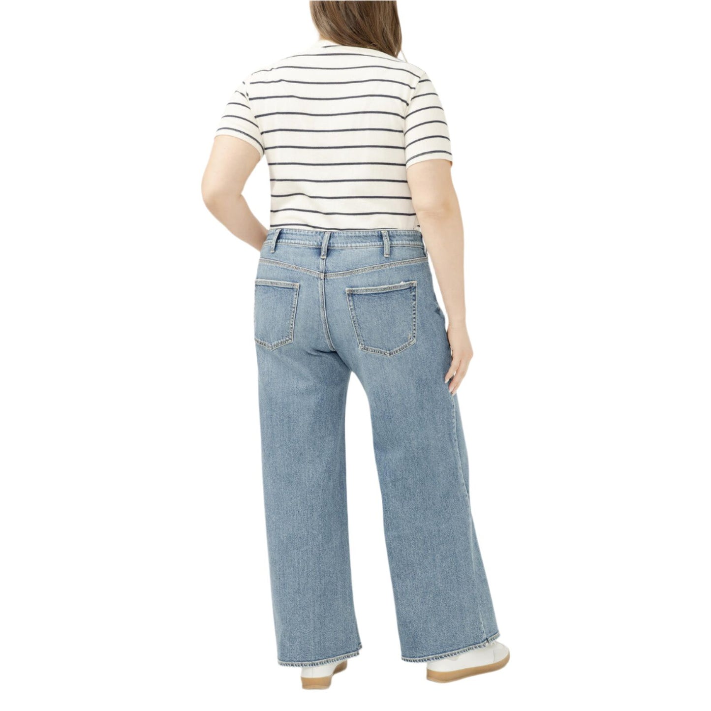 Women's Silver Suki Mid Rise Wide Leg Jeans Plus Size W93905ADM289