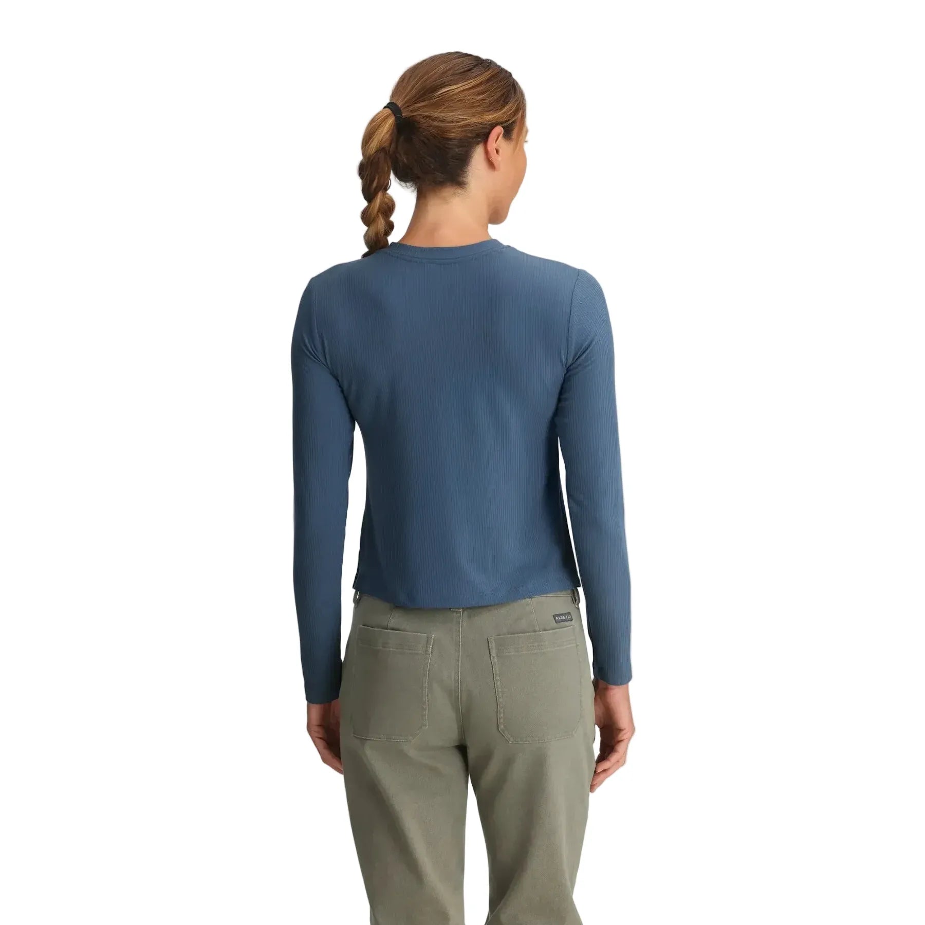 Women's Free Fly Pacific Blue Ribbed Bamboo Long Sleeve WRIBLS-421