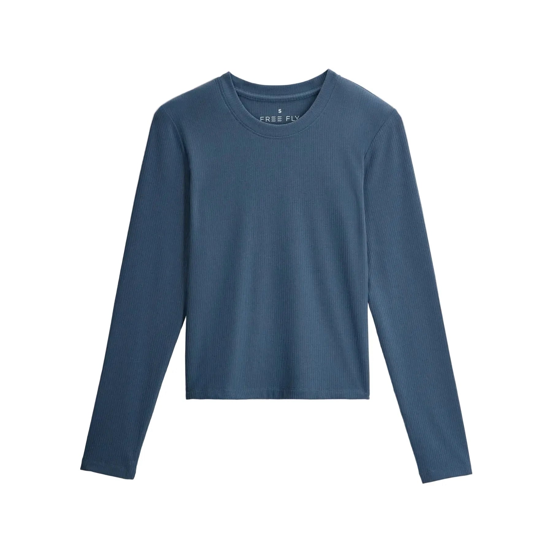 Women's Free Fly Pacific Blue Ribbed Bamboo Long Sleeve WRIBLS-421