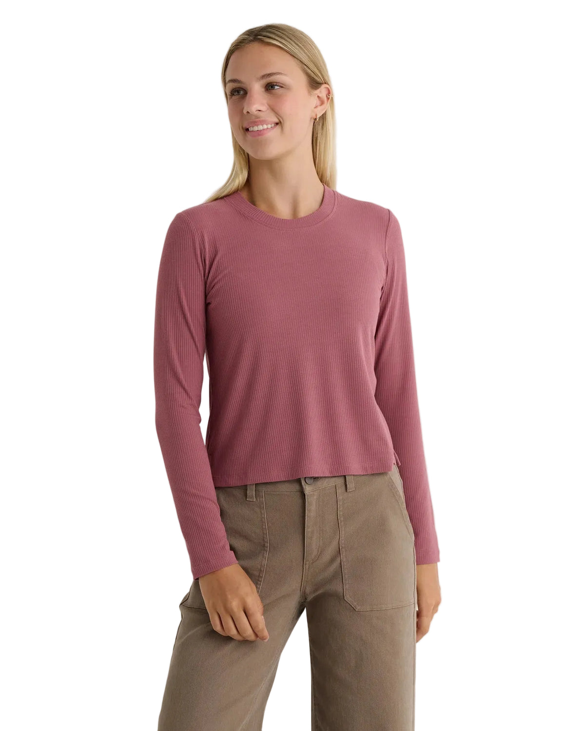 Free Fly Women's Plum Ribbed Bamboo Long Sleeve Top WRIBLS-672