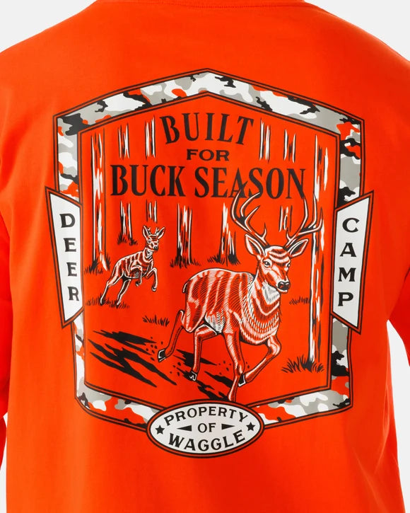 Waggle Men's Orange Deer Camp Long Sleeve T-shirt