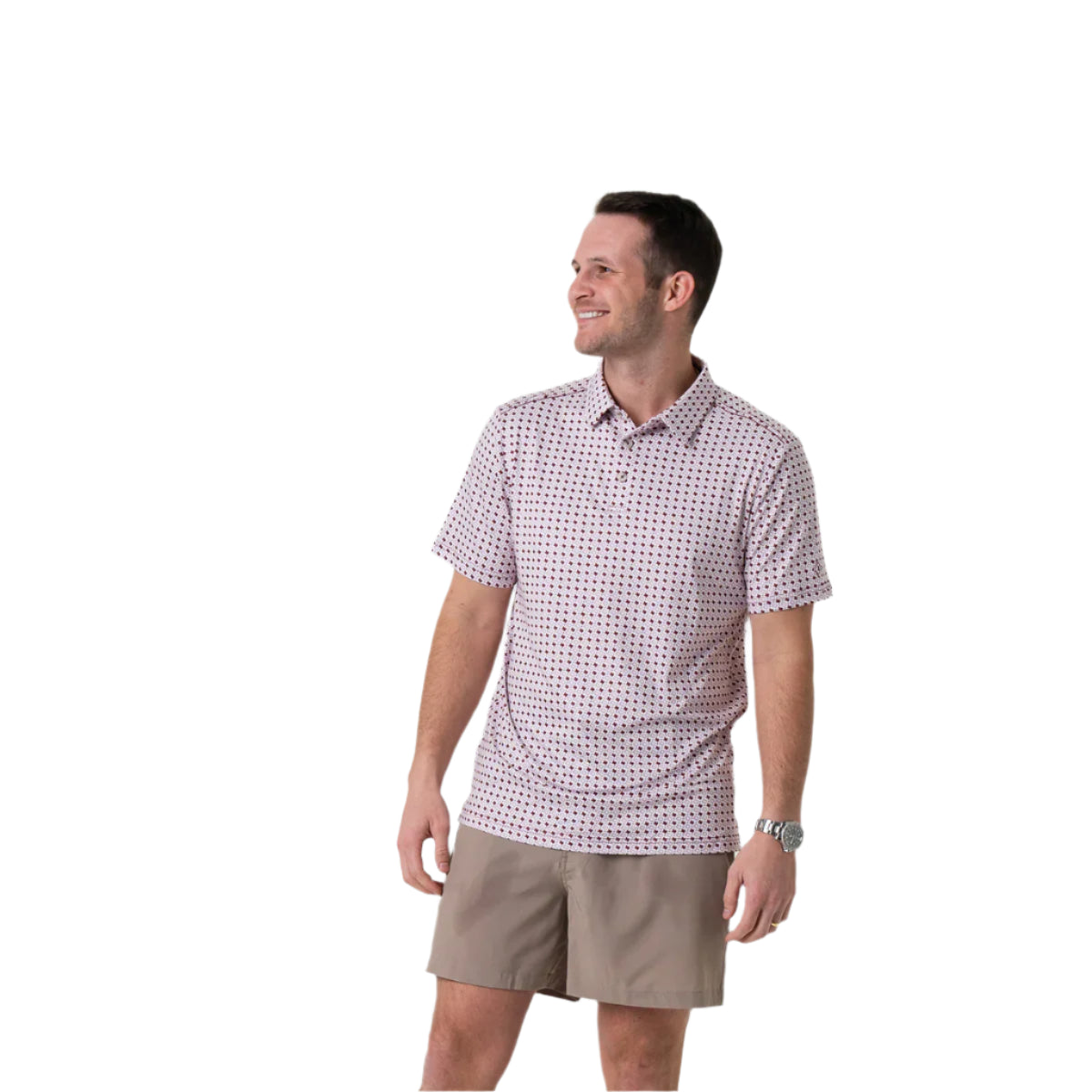 Men's Burlebo Performance Polo - Texas White & Maroon PP-TWAM - Crazy House Western Wear