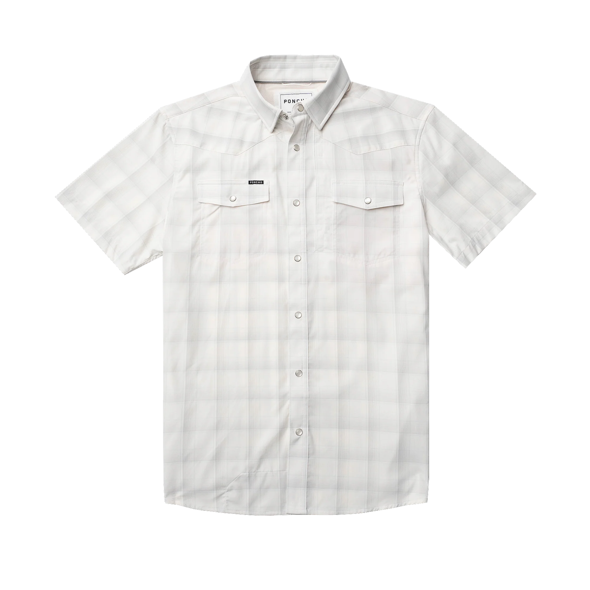 Men's Poncho The Whitefish White Plaid Short Sleeve Shirt