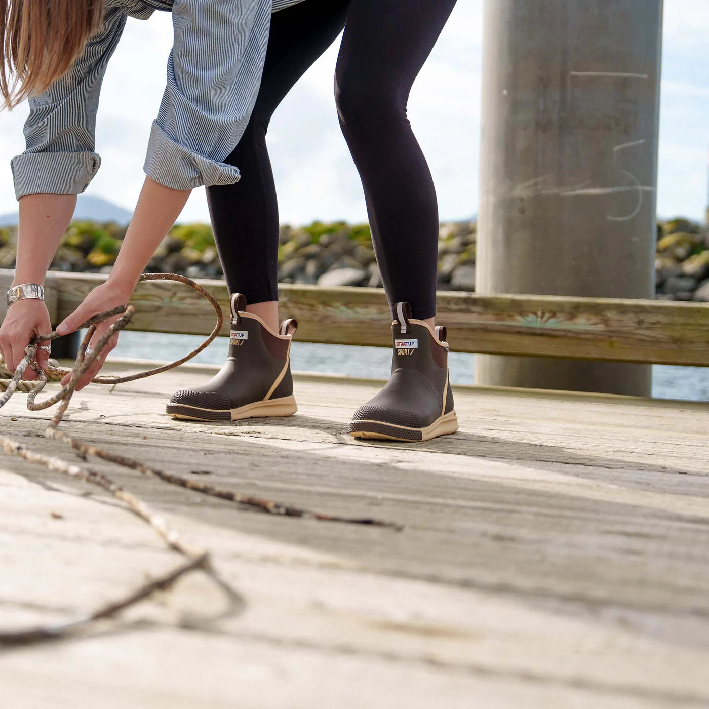 Women's XTRATUF Brown Ankle Deck Boot Sport XADSW901