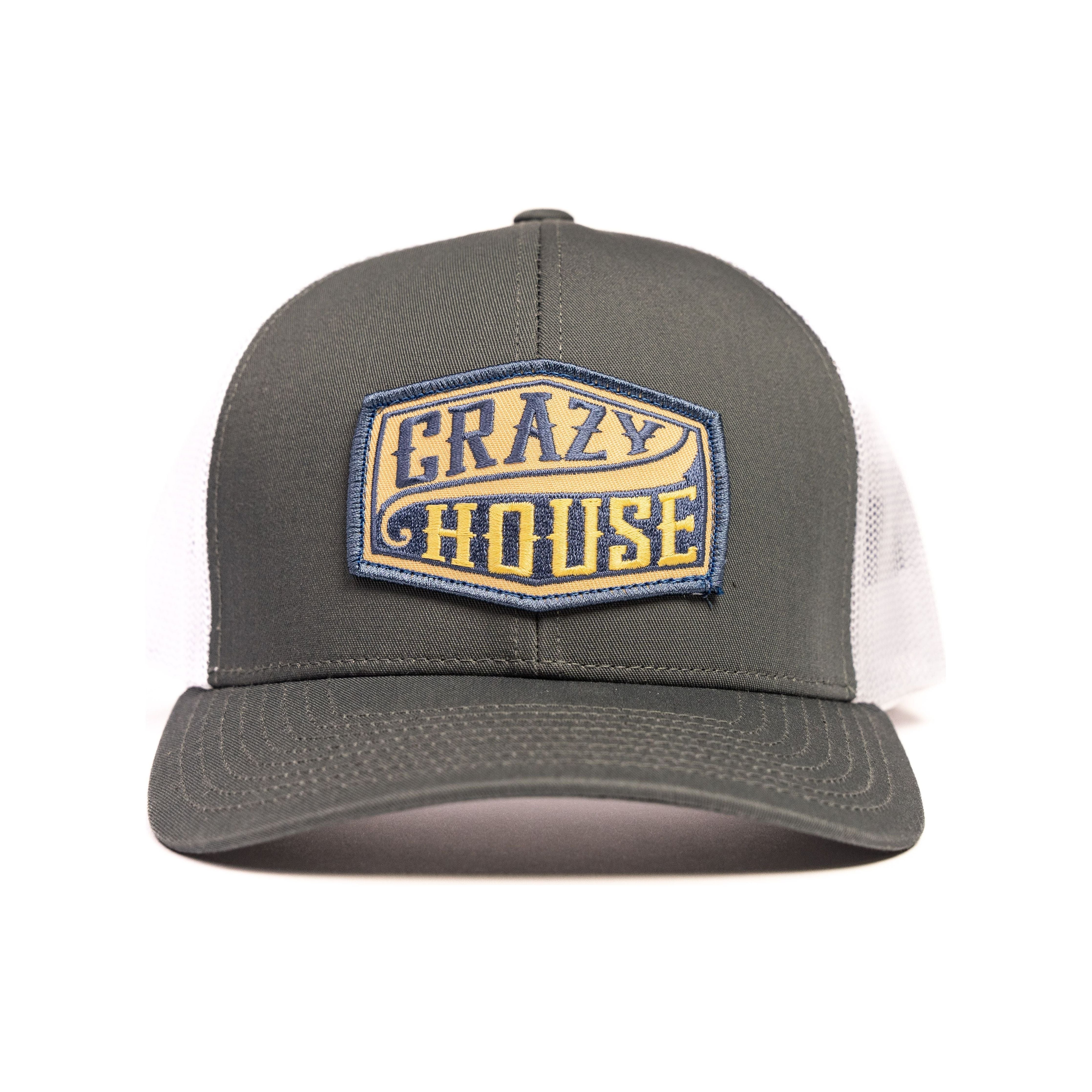 Grey Trucker Snapback with Crazy House Patch - Crazy House Western Wear
