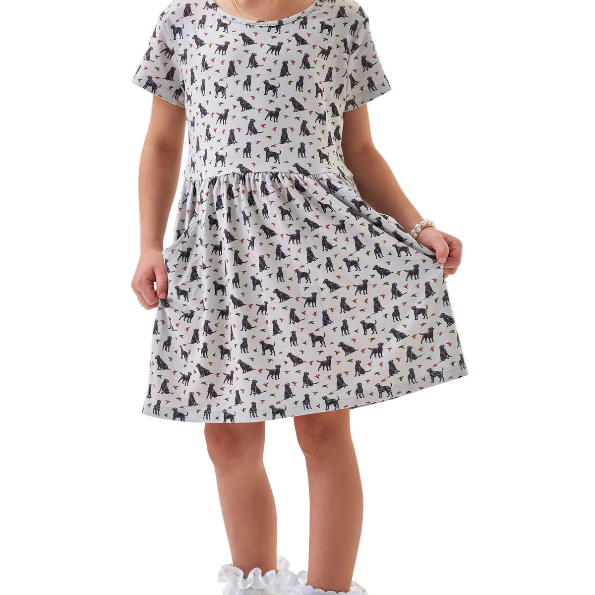 Girl's Burlebo Ducks and Dogs Moxie Dress Y-MOXD-DAD