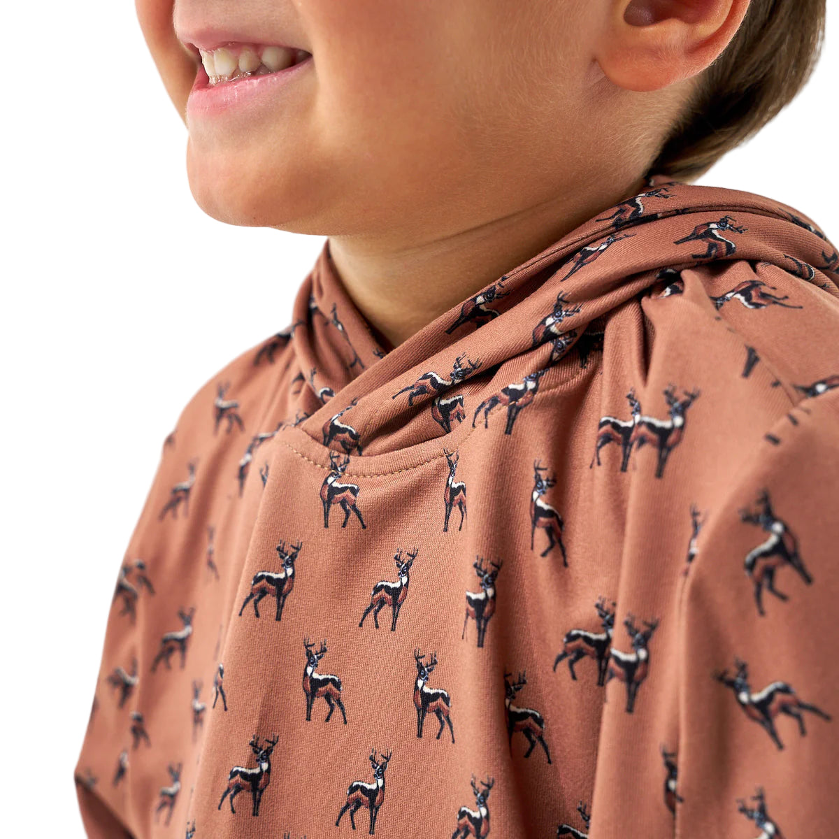Boy's Burlebo Performance Hoodie Whitetail Deer Brown Y-PH-WTD-B