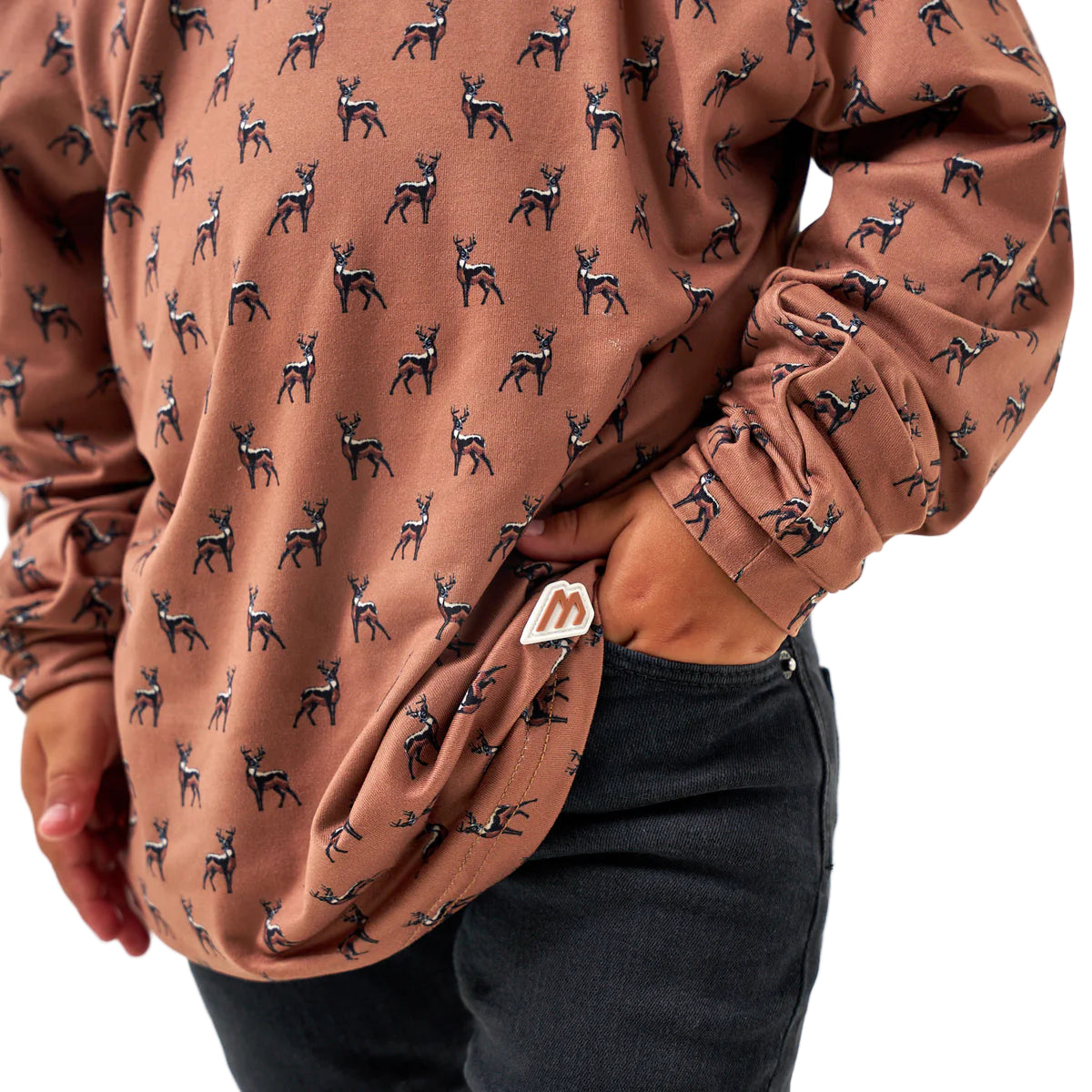 Boy's Burlebo Performance Hoodie Whitetail Deer Brown Y-PH-WTD-B