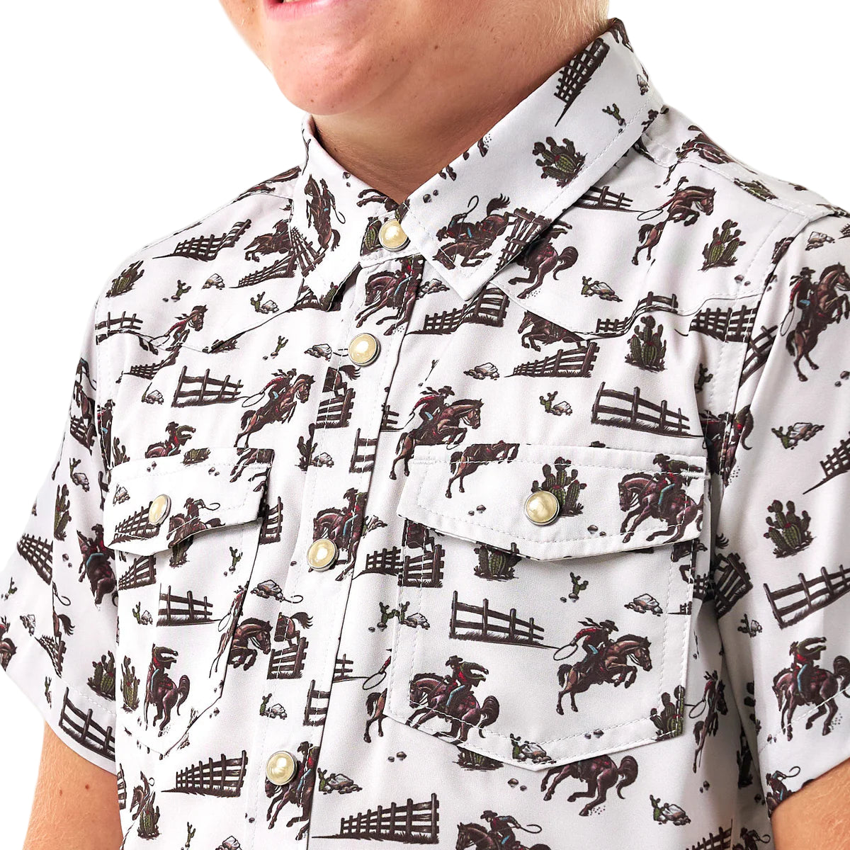 Boy's Burlebo Performance Western Shirt Cowboy Country Y-PWS-CBCTY