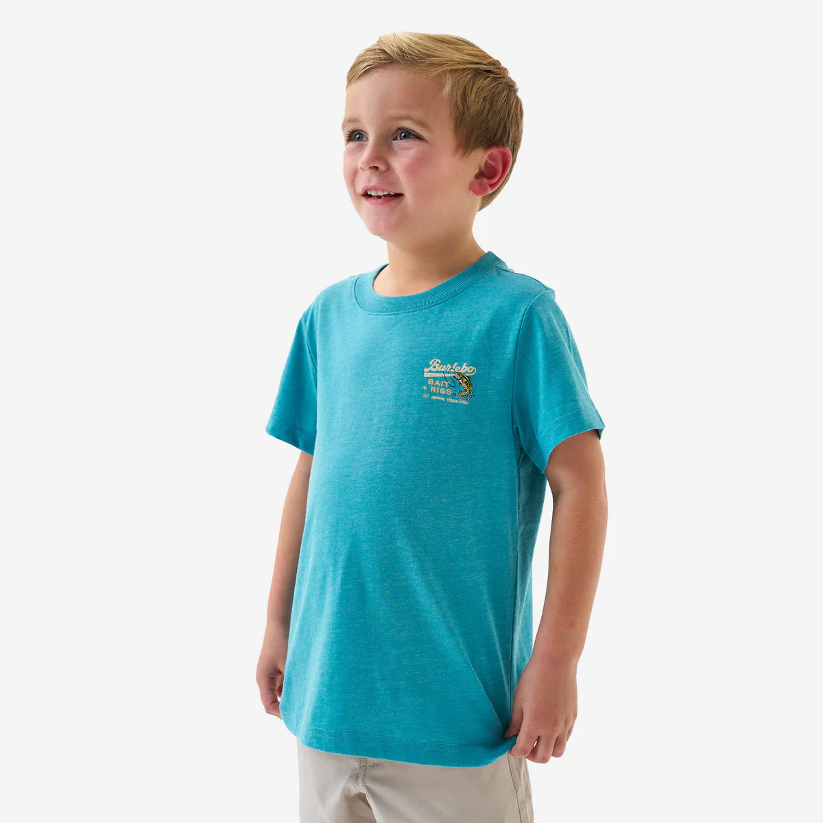 Boy's Burlebo Cyan Baits and Rigs Short Sleeve T-shirt Y-SST-BAR-CYN
