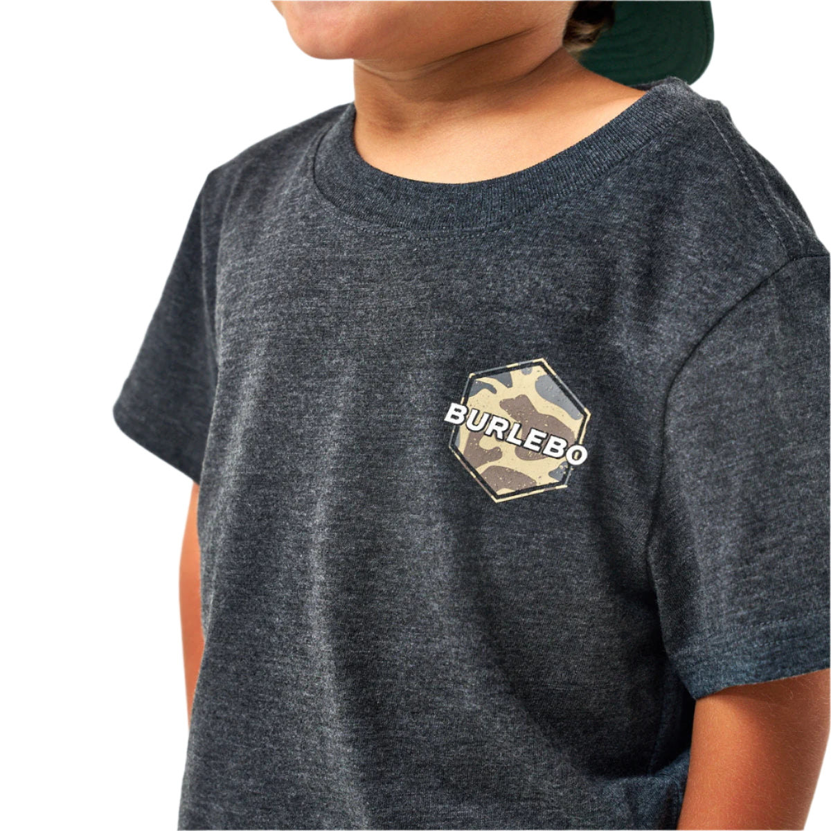 Boy's Burlebo Short Sleeve "Rad Dude" Deer Camo Heather Black Y-SST-DUDDC-HB