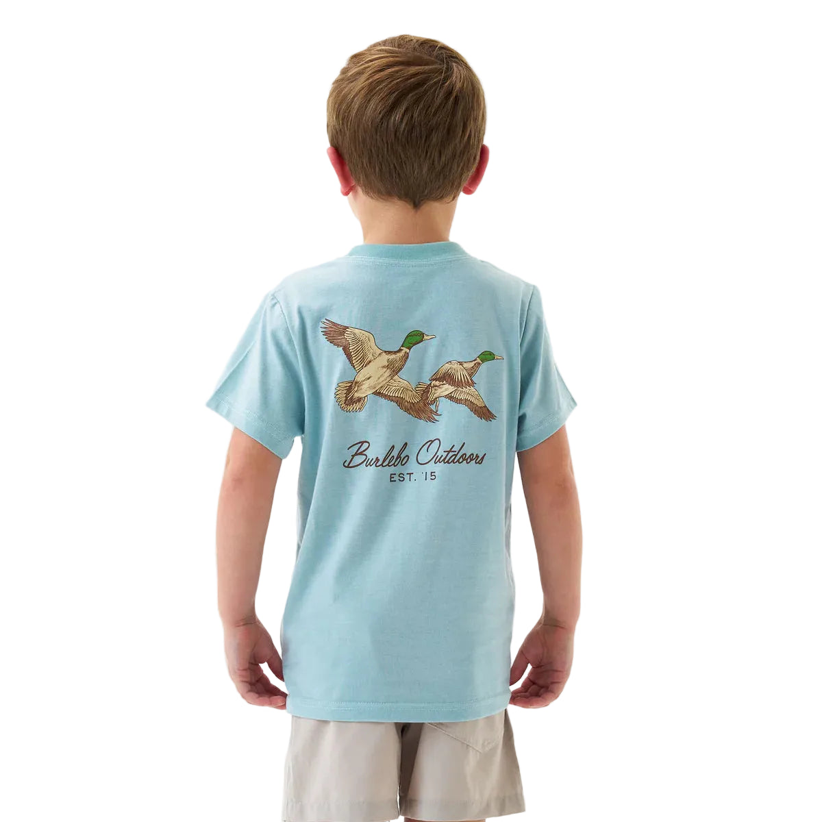 Boy's Burlebo Sky Blue Flying Mallards Short Sleeve T-shirt Y-SST-FM-SB