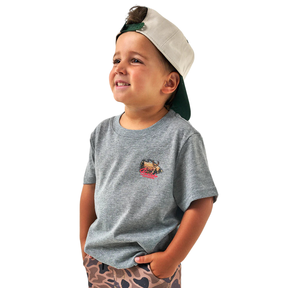 Boy's Burlebo Short Sleeve Tee Hill Country Buck Dark Heather Grey Y-SST-HCBK-DHG