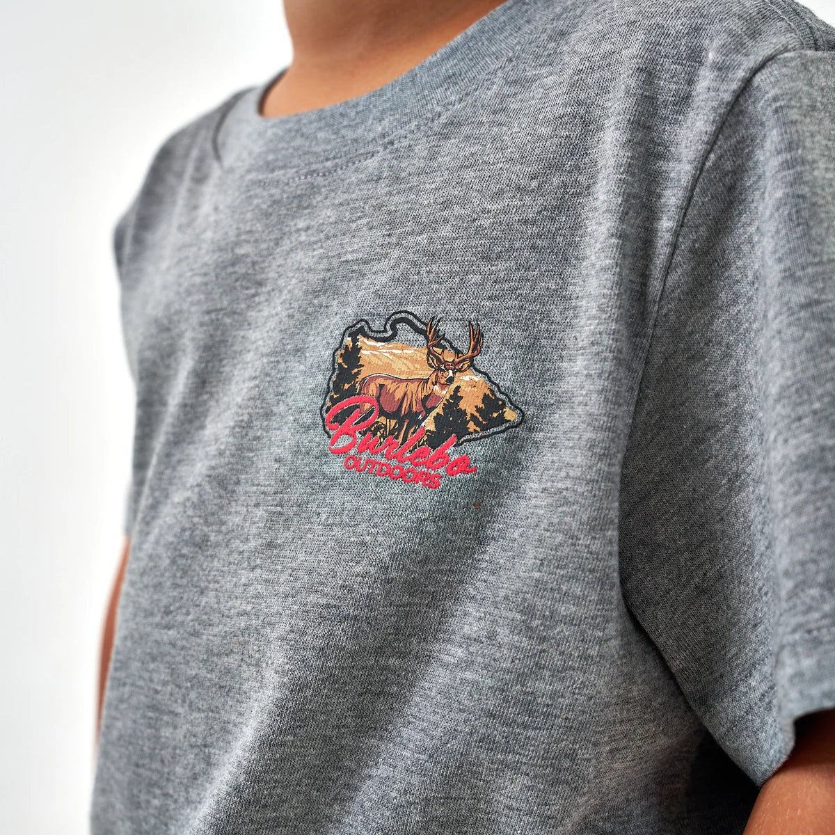 Boy's Burlebo Short Sleeve Tee Hill Country Buck Dark Heather Grey Y-SST-HCBK-DHG