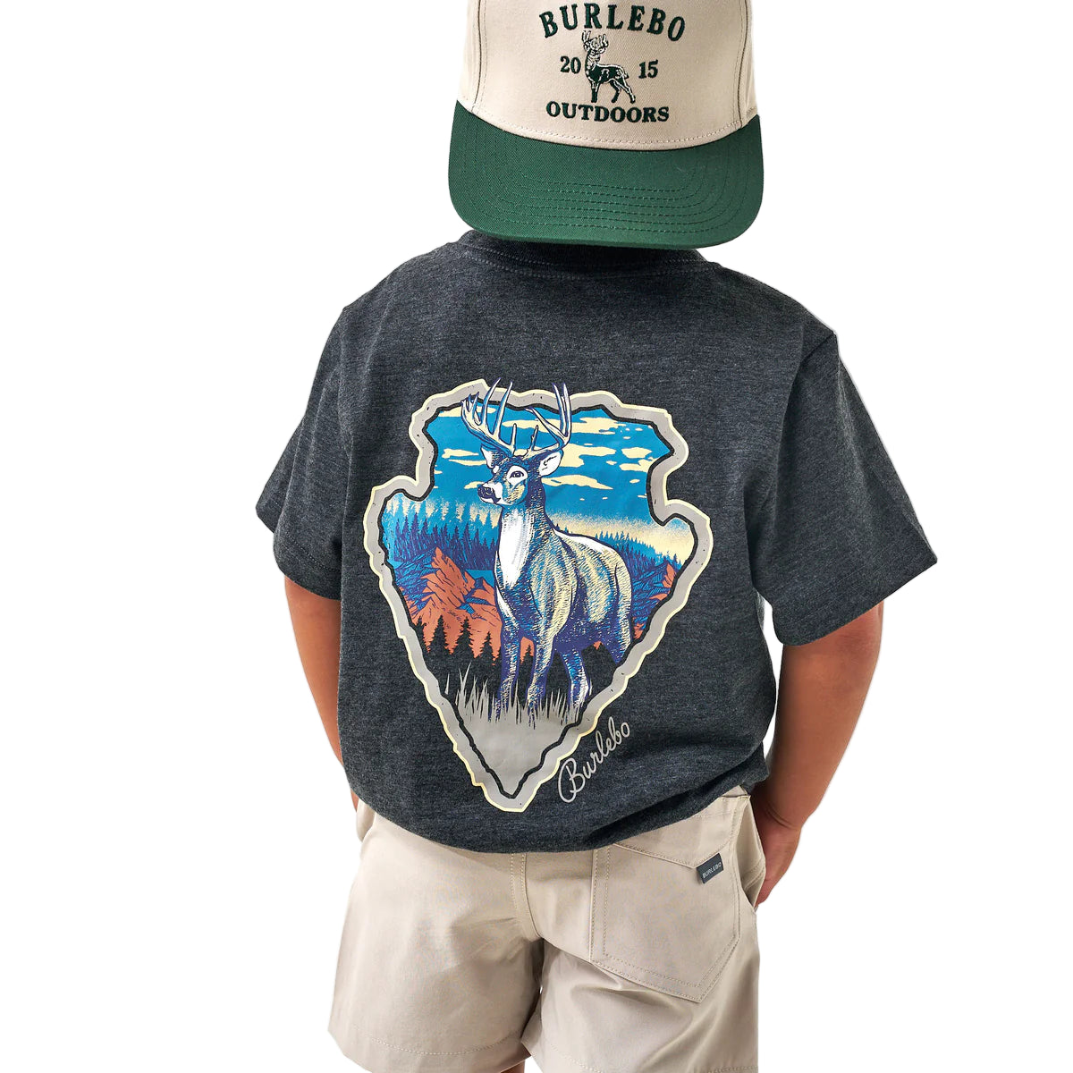 Boy's Burlebo Short Sleeve Tee Whitetail Season Heather Black Y-SST-WTSZN-HB